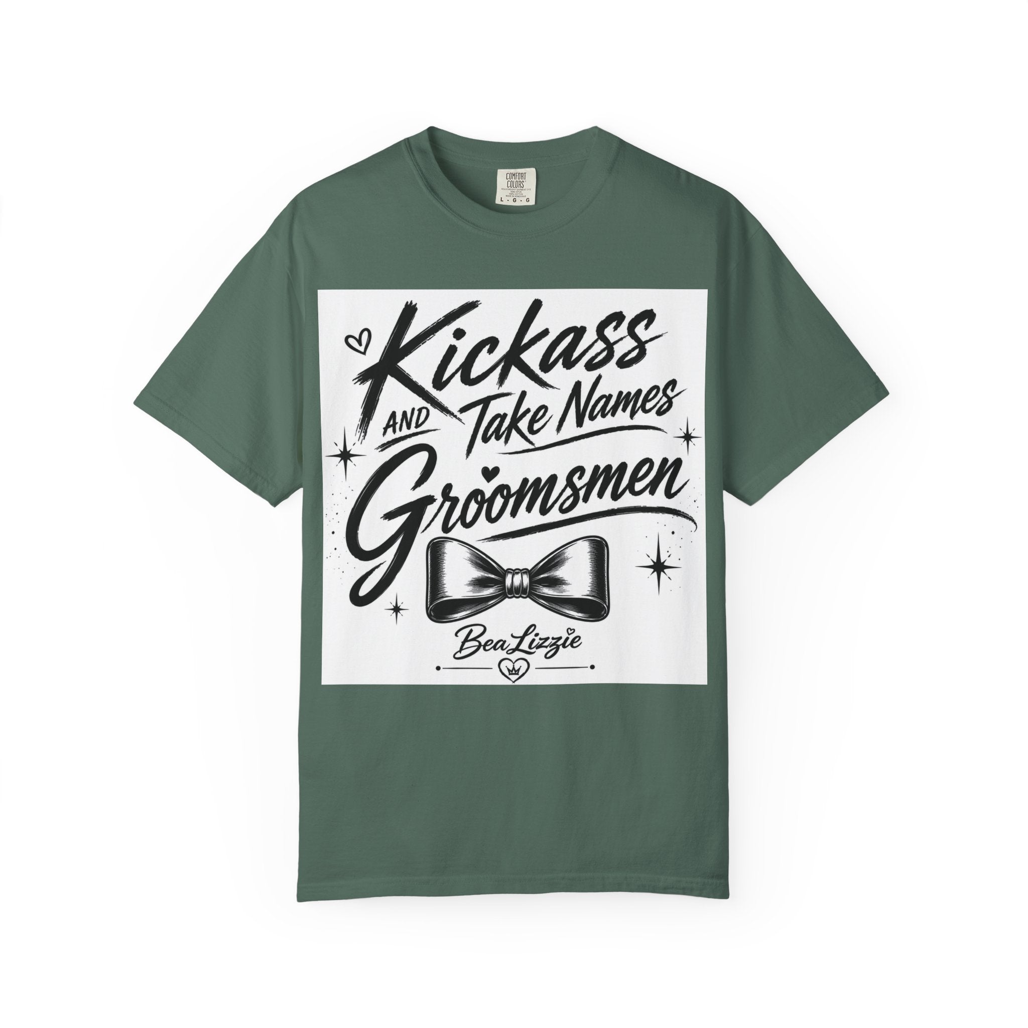 Groomsmen T‑Shirt — "Kickass and Take Names" Bow Tie Wedding Tee