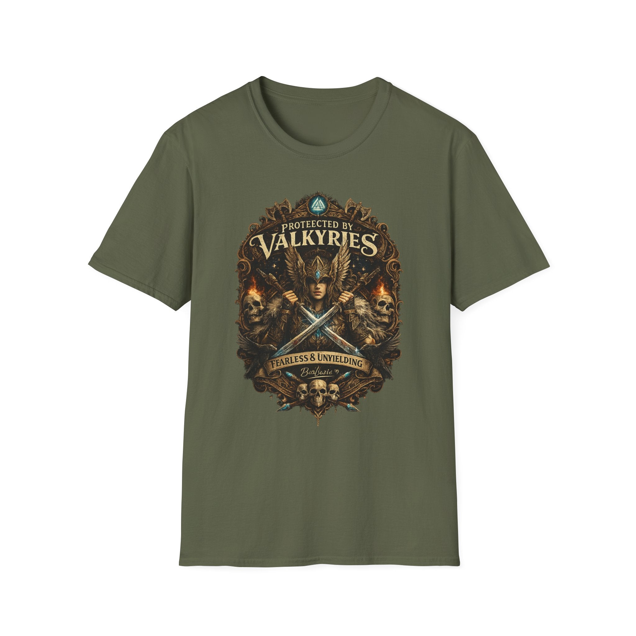 Valkyries T‑Shirt — "Protected by Valkyries" Norse Warrior Tee