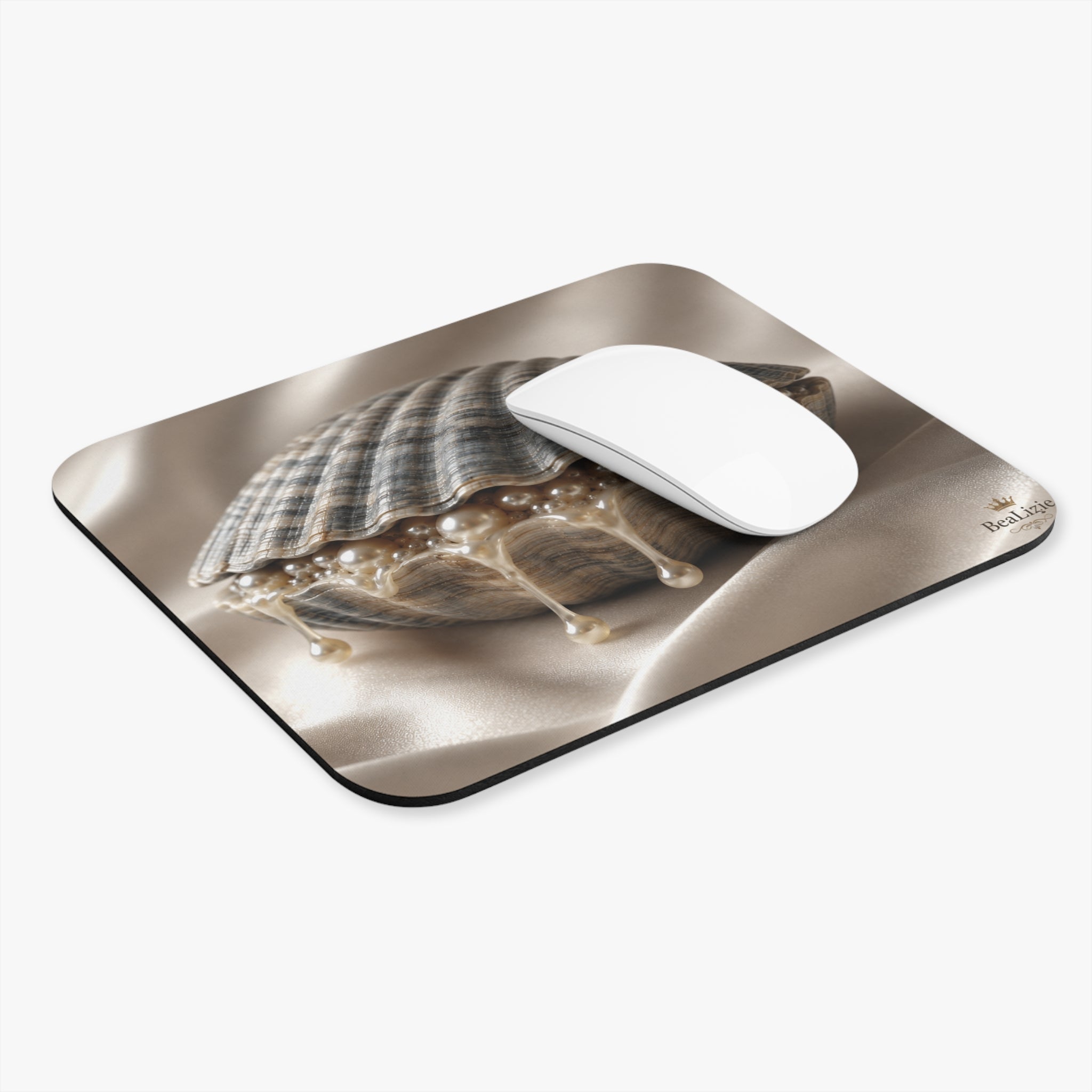 Pearl Seashell Mouse Pad — Elegant Coastal Desk Accessory