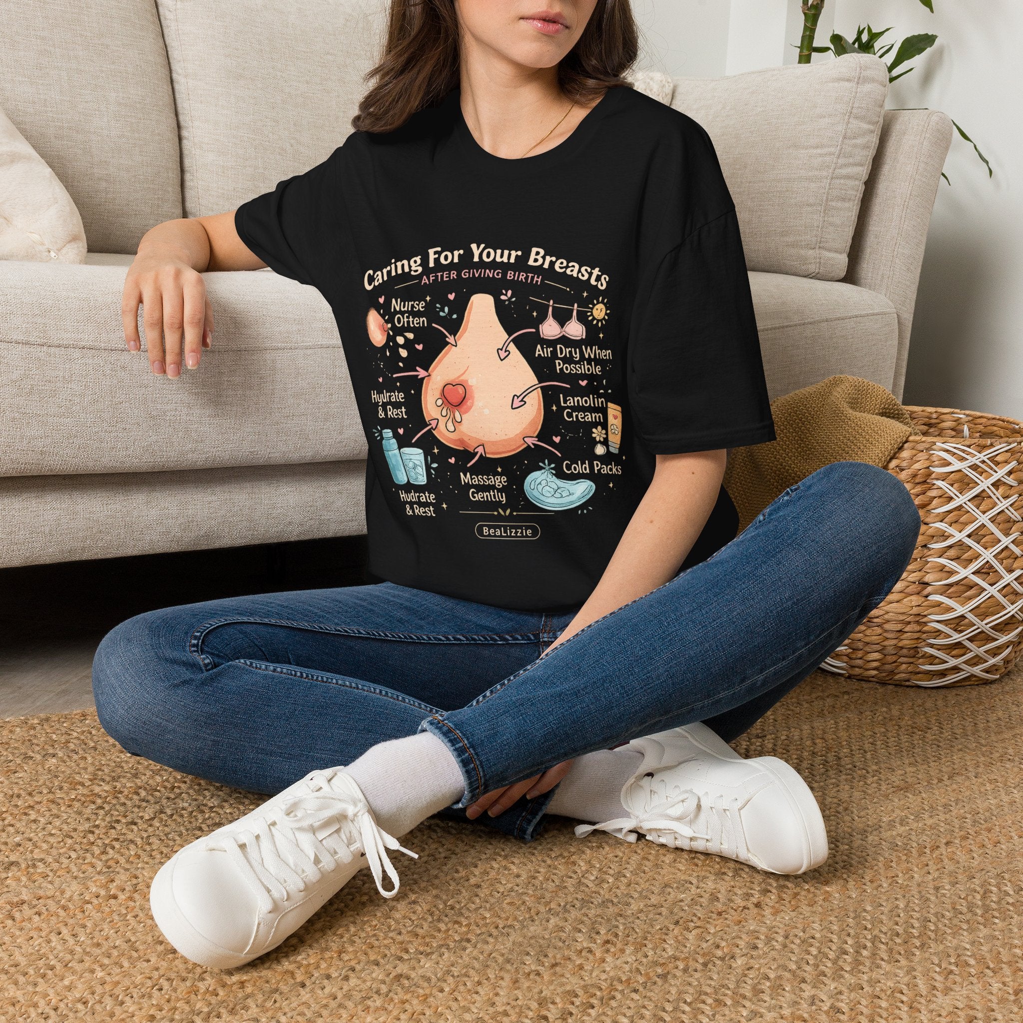 Breastfeeding Care T-Shirt — Caring For Your Breasts Nursing Guide Tee