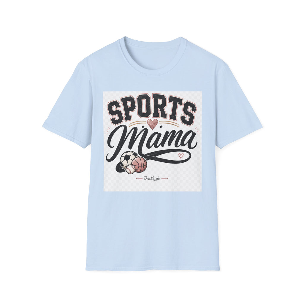 Sports Mama T‑Shirt — Cute Athletic Mom Tee with Heart & Ball Design