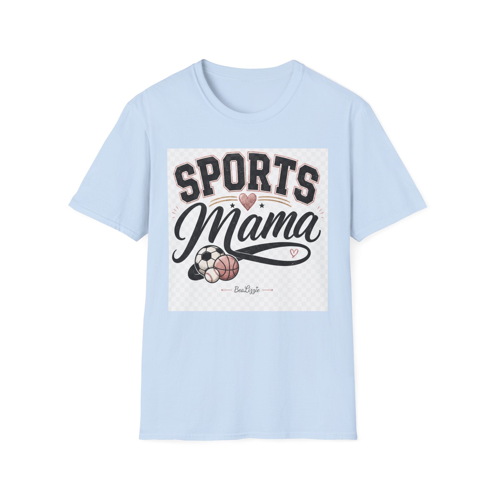 Sports Mama T‑Shirt — Cute Athletic Mom Tee with Heart & Ball Design