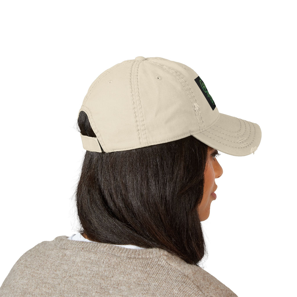 Distressed Embroidered 'Green Bloods' Dad Hat