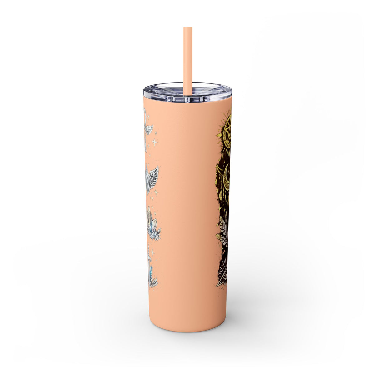 20oz Skinny Tumbler — Gold Mystic Hamsa & Celestial Eye Tumbler with Straw