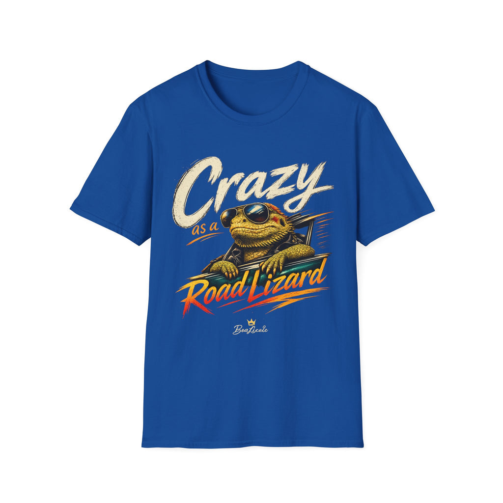 Crazy Road Lizard T-Shirt — Retro Graphic Tee with Sunglasses Lizard