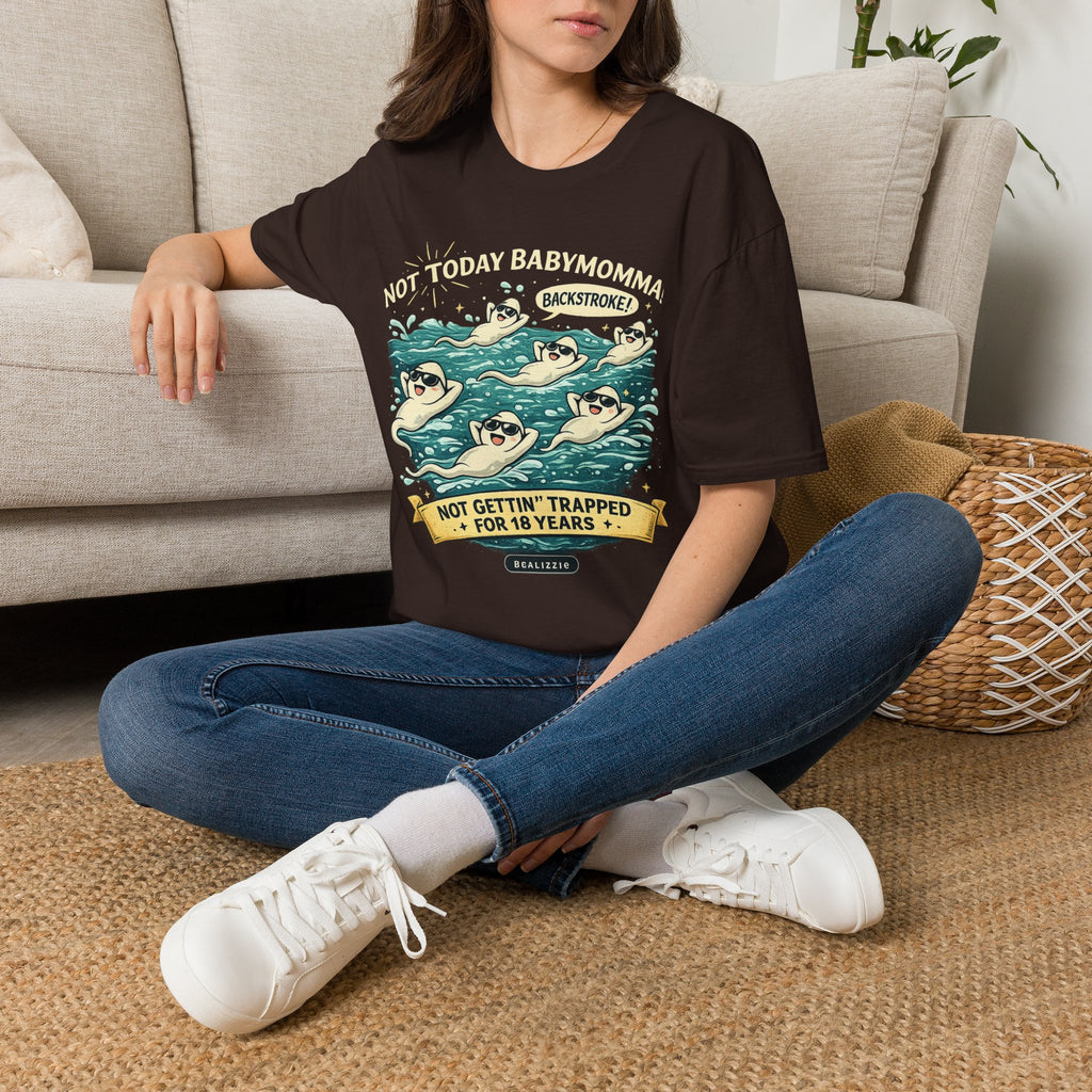 Backstroke Sloths T-Shirt — Cute Retro Swimming Sloth Design ("Backstroke! Not Today Harassment")