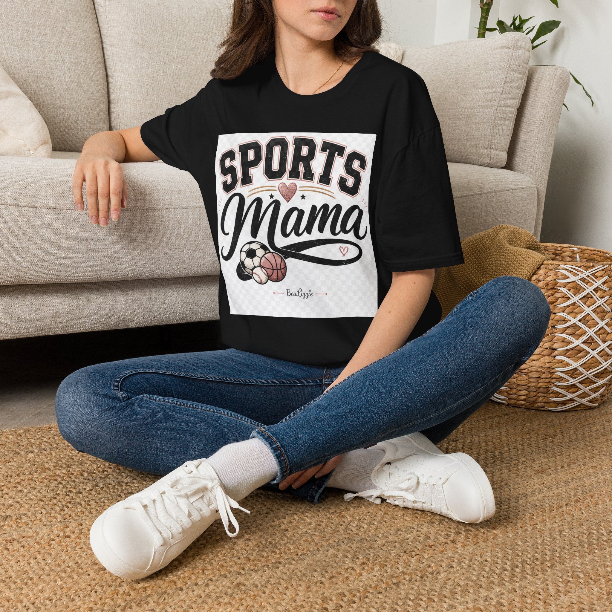 Sports Mama T‑Shirt — Cute Athletic Mom Tee with Heart & Ball Design