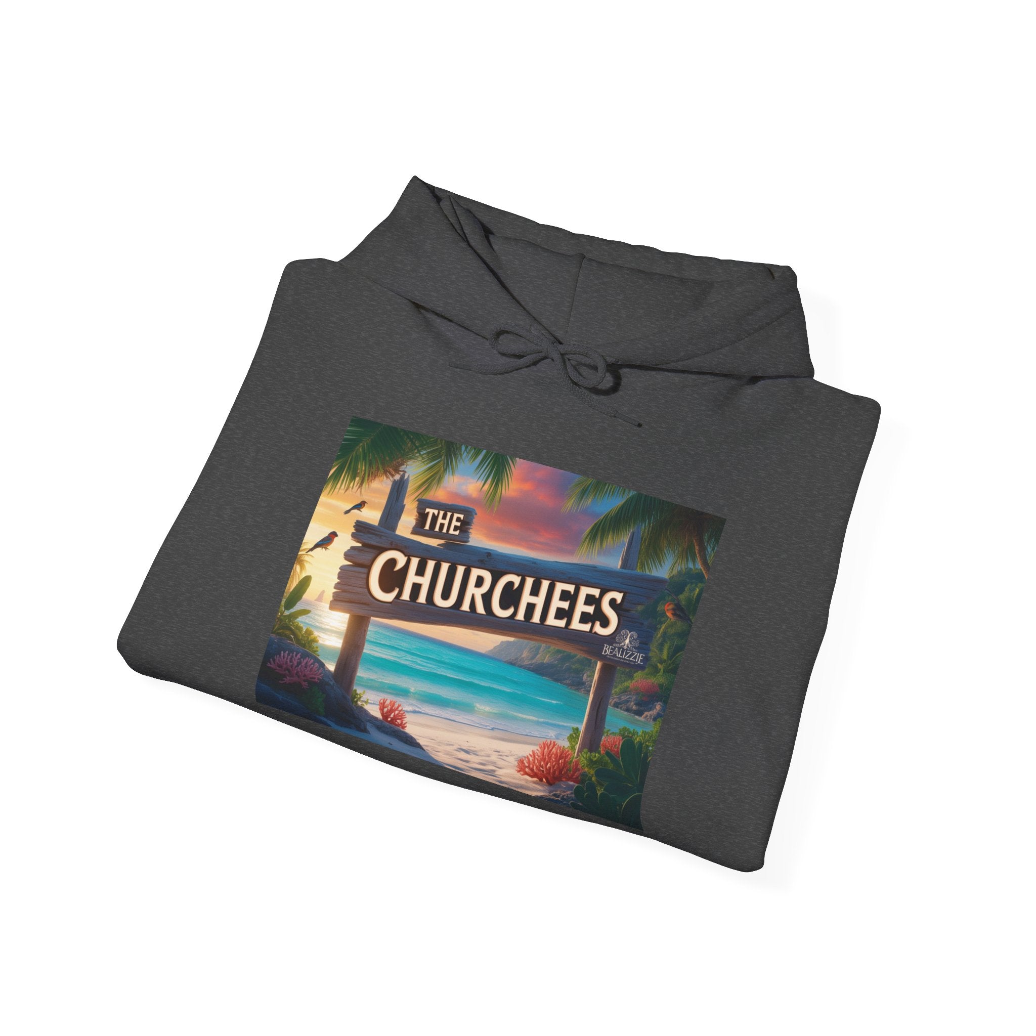 The Churchees Retro Beach Hoodie – Vintage Surf Sign Graphic Sweatshirt