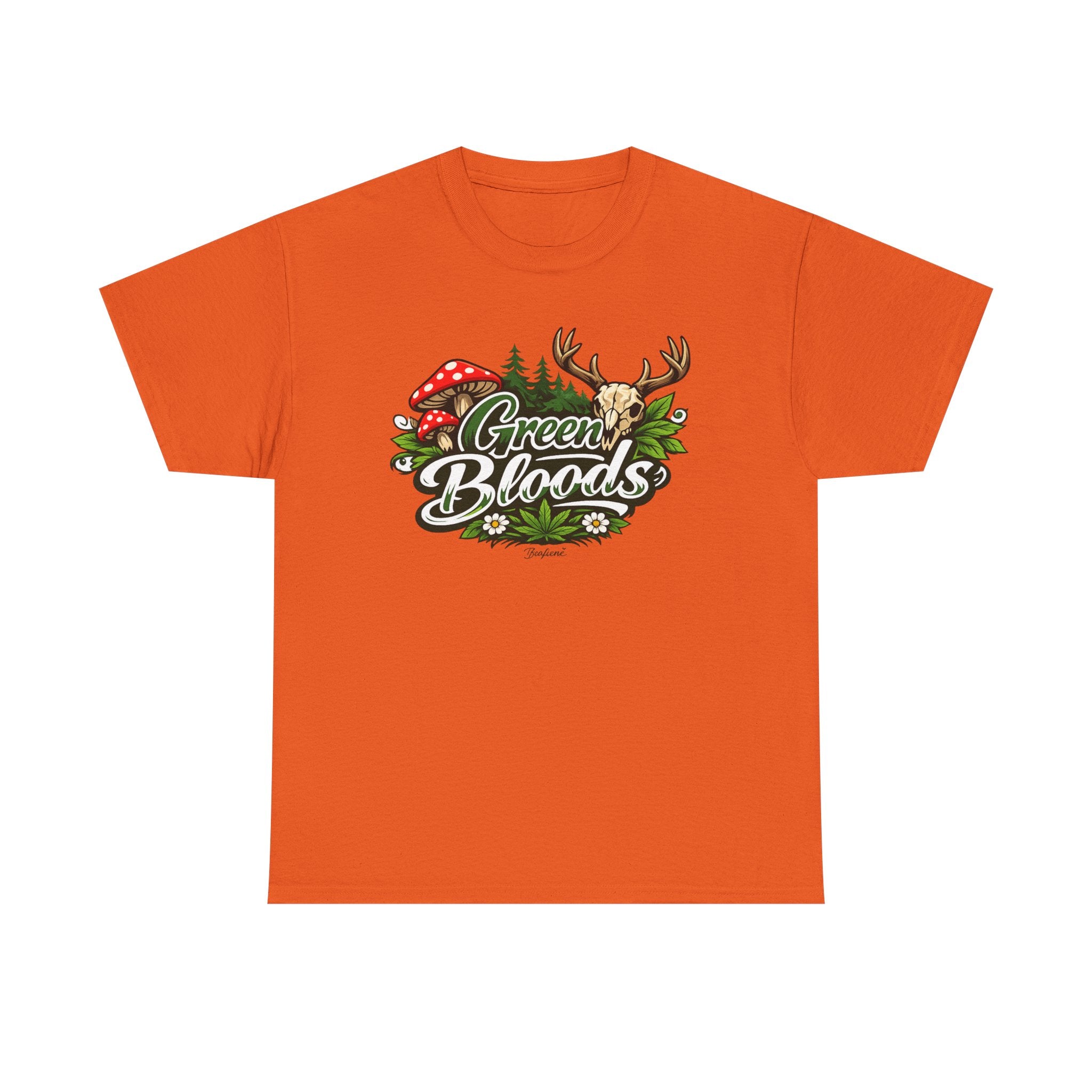 Green Bloods Nature T-Shirt – Deer, Mushrooms & Forest Graphic Tee