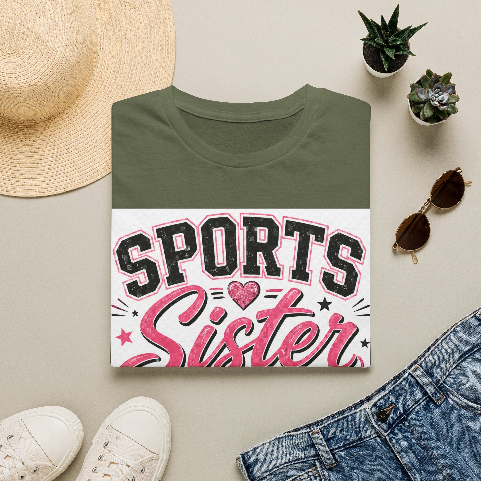 Sports Sister T-Shirt — Athletic Sister Tee with Sports Balls Graphic