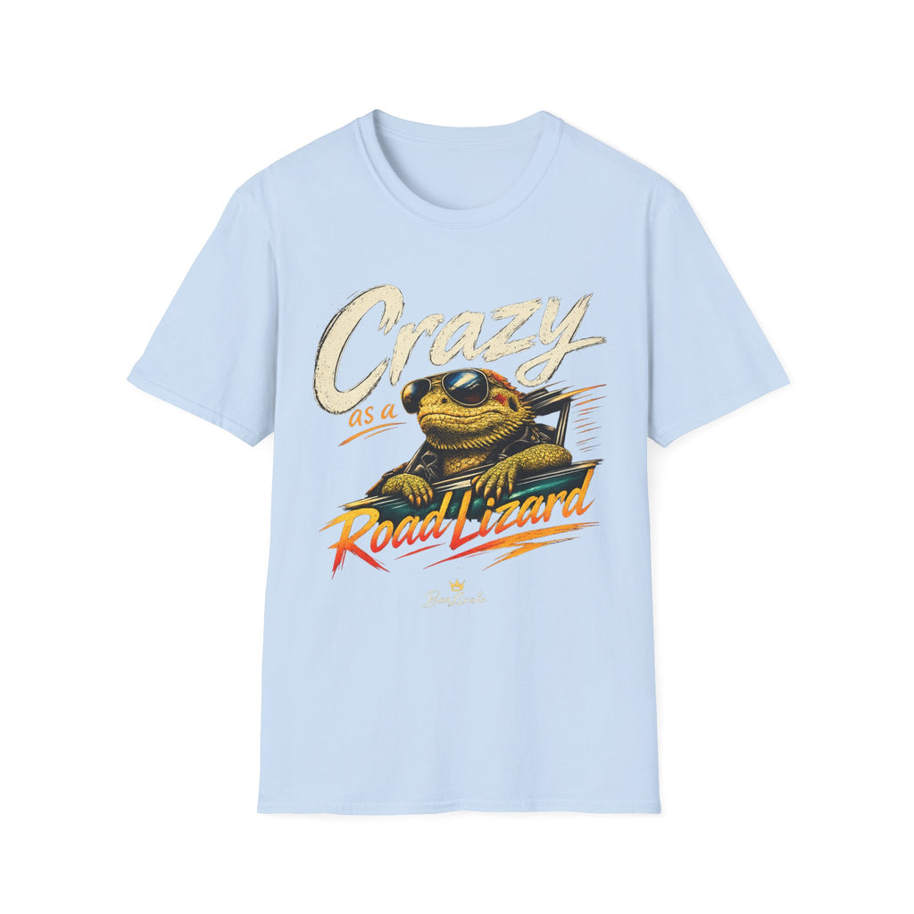 Crazy Road Lizard T-Shirt — Retro Graphic Tee with Sunglasses Lizard