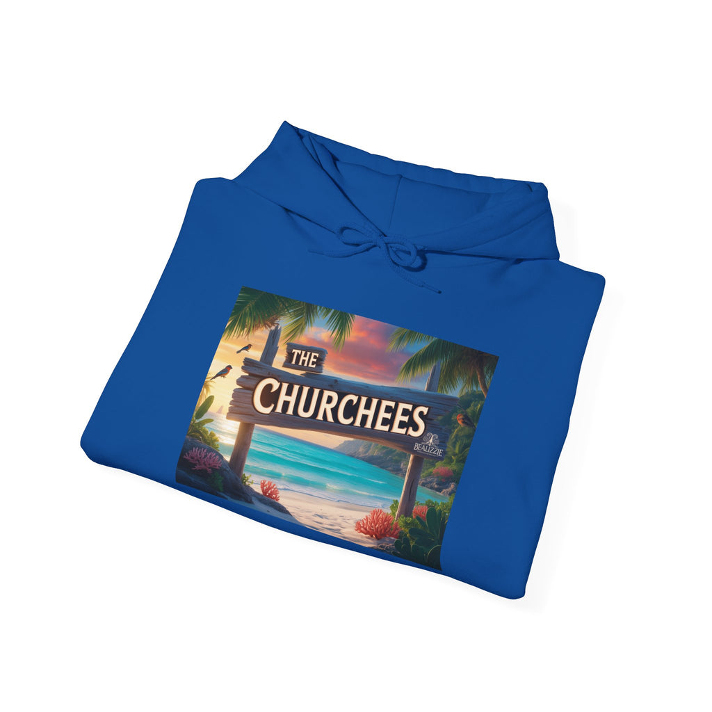 The Churchees Retro Beach Hoodie – Vintage Surf Sign Graphic Sweatshirt