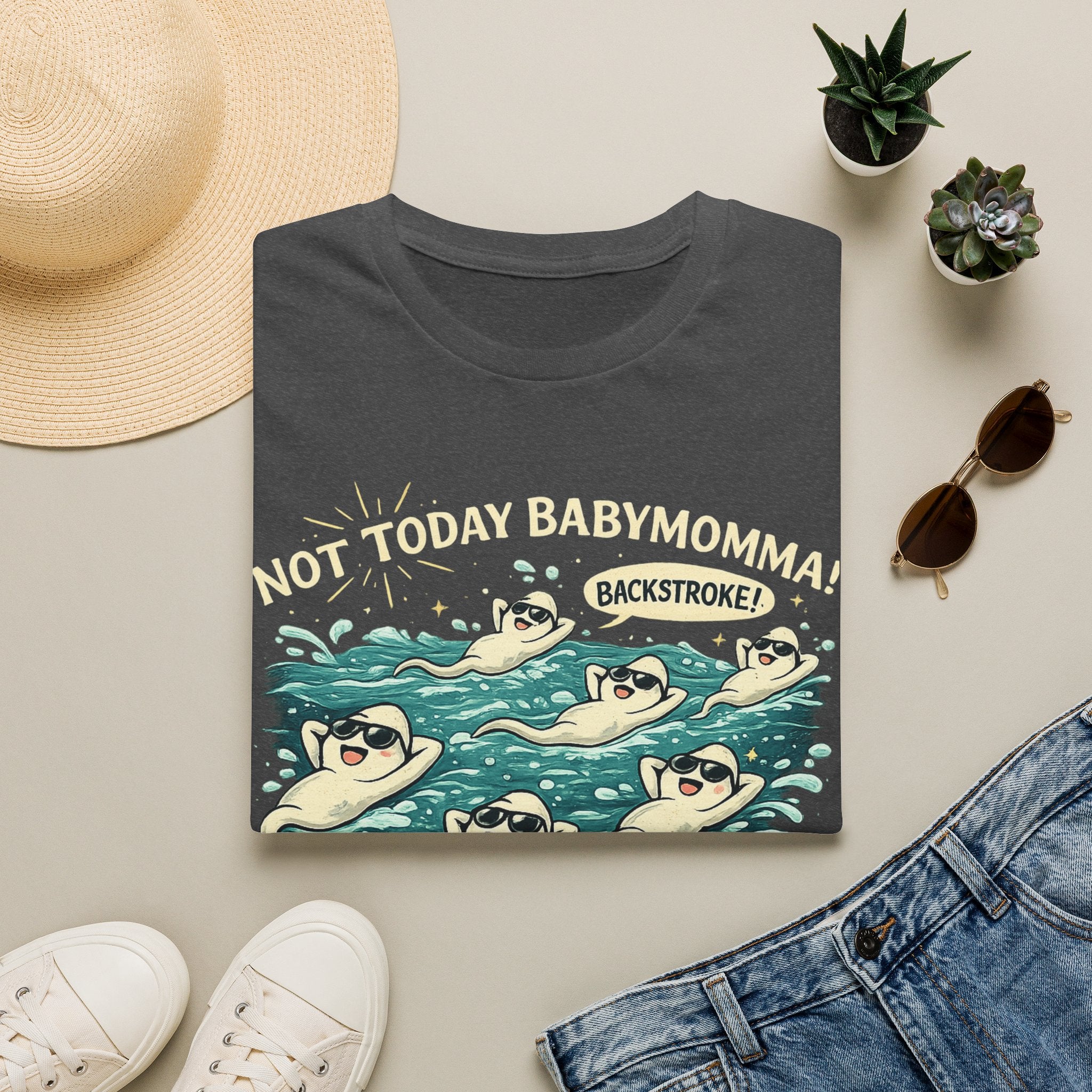 Backstroke Sloths T-Shirt — Cute Retro Swimming Sloth Design ("Backstroke! Not Today Harassment")