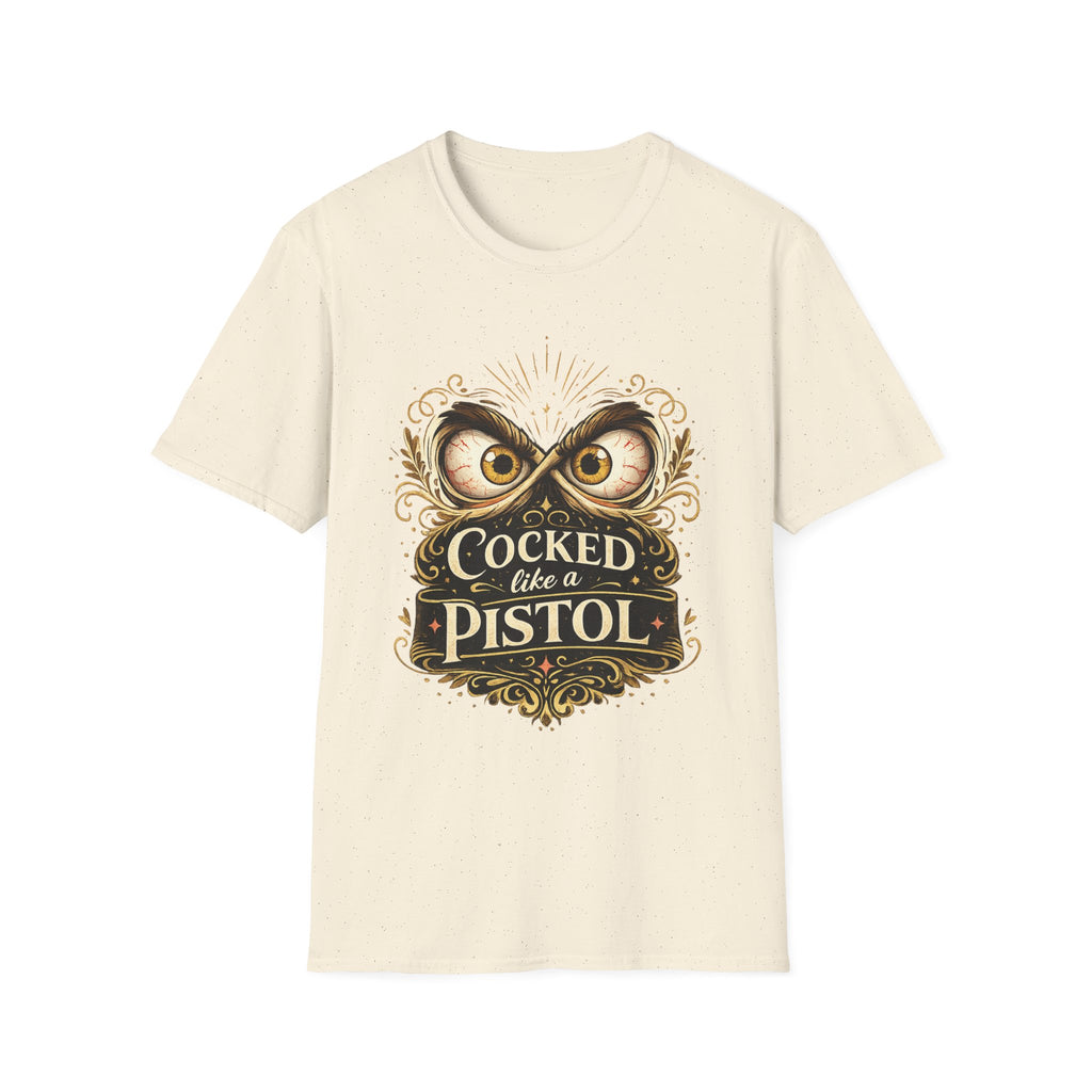 T-Shirt — "Cocked Like a Pistol" Owl Graphic Tee