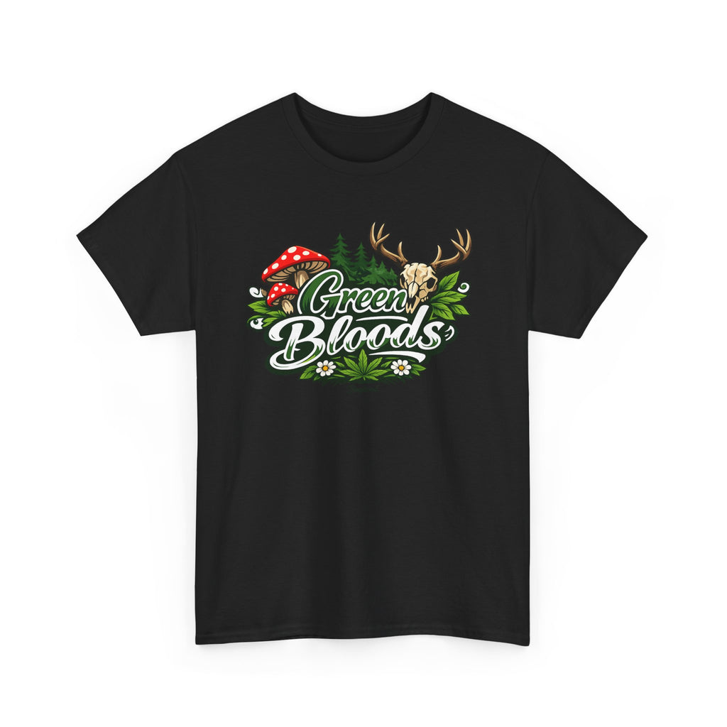 Green Bloods Nature T-Shirt – Deer, Mushrooms & Forest Graphic Tee