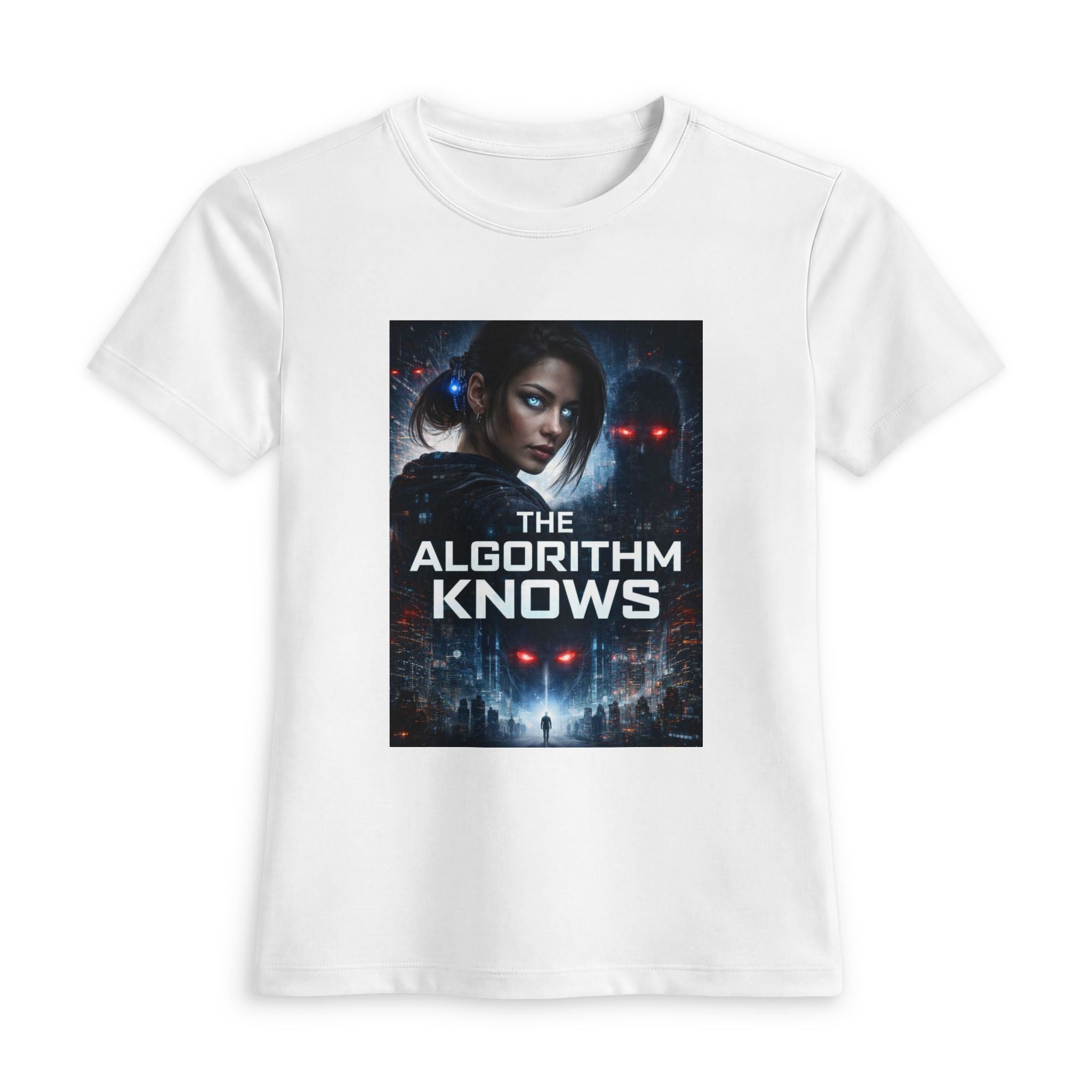 The Algorithm Knows Tee — Cyberpunk Sci‑Fi Women's Fitted T‑Shirt