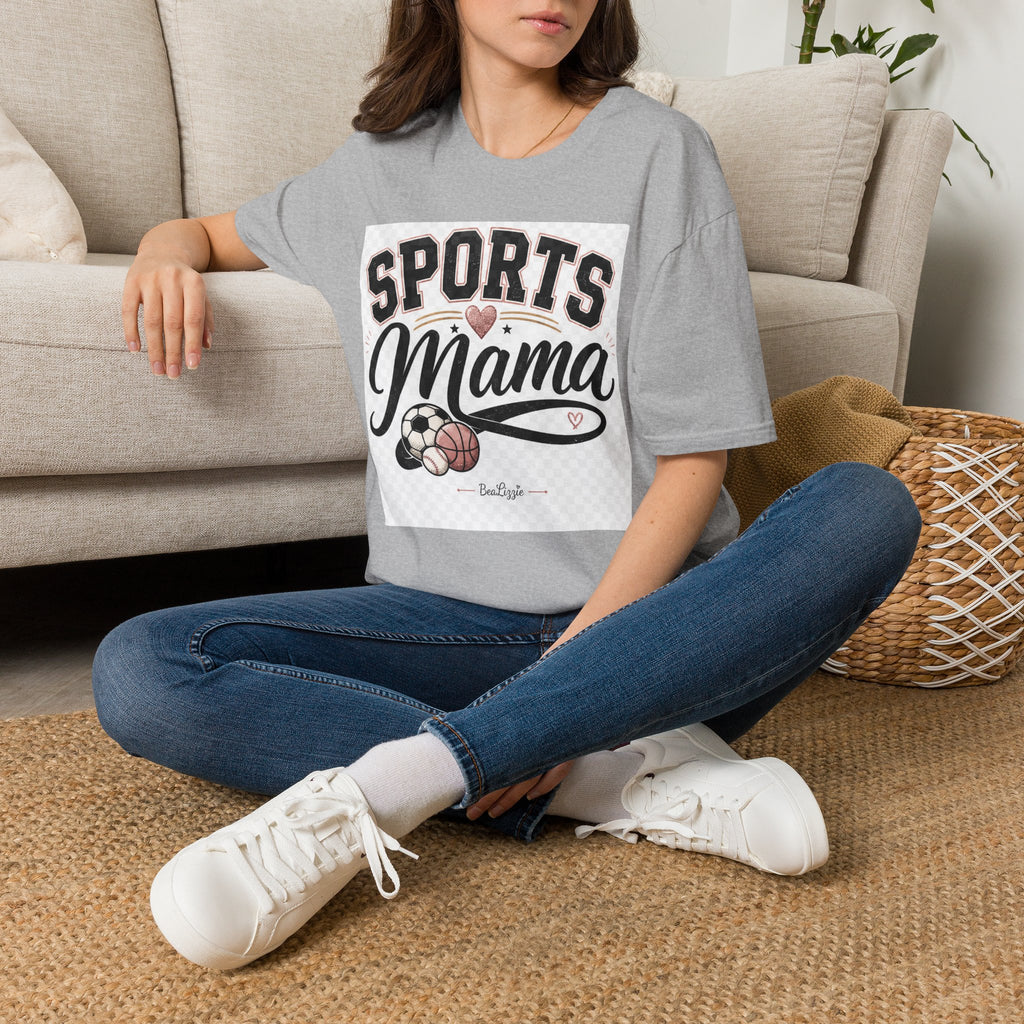Sports Mama T‑Shirt — Cute Athletic Mom Tee with Heart & Ball Design