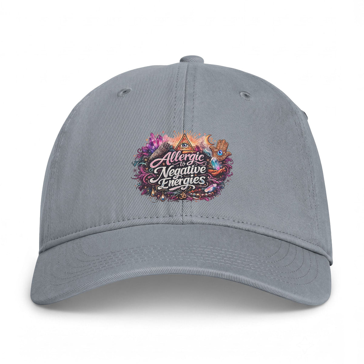 Embroidered 'Allergic to Negative Energies' Washed Cap