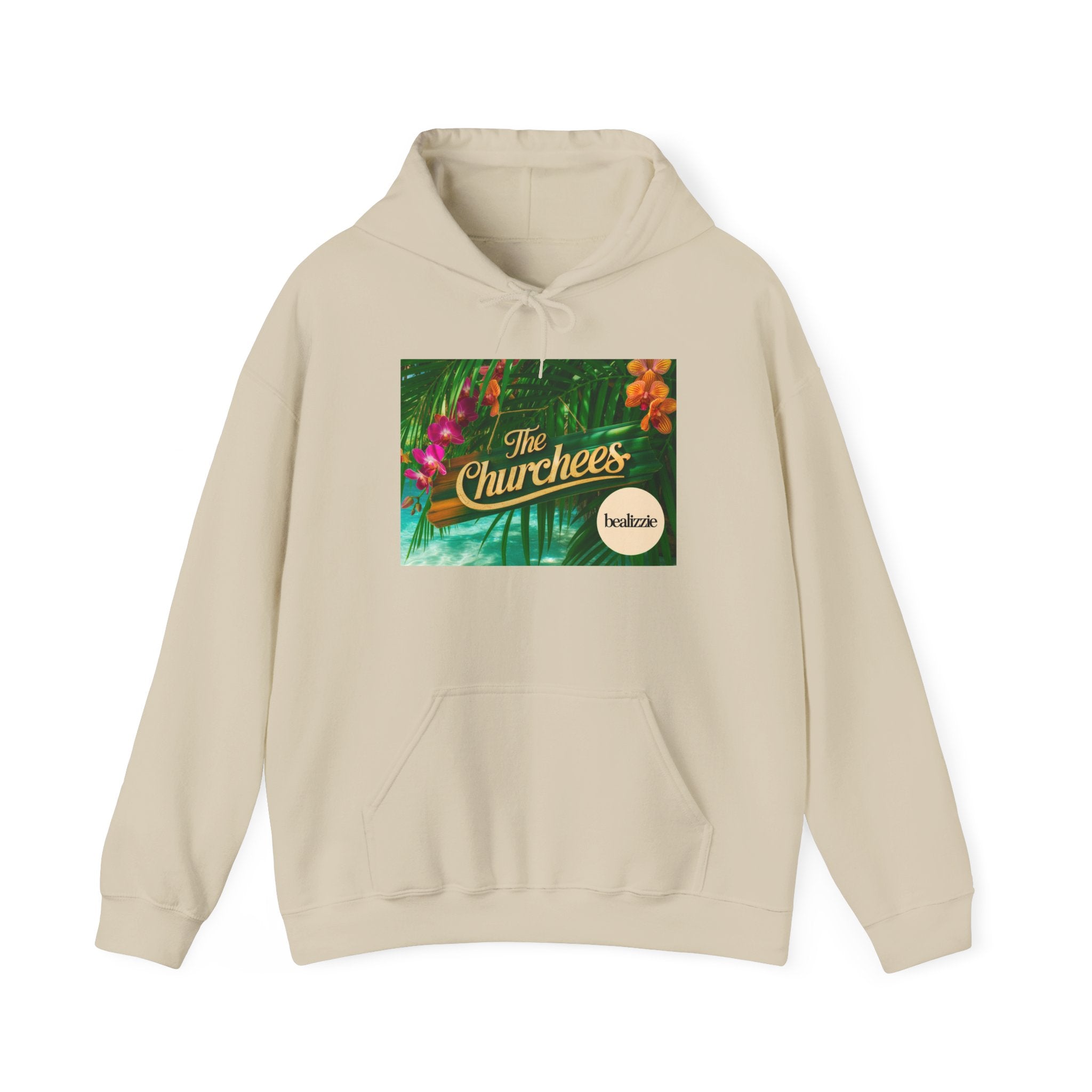 Le sweat à capuche logo Tropical de Churchees — Sweat-shirt à motif rétro inspiré des groupes de musique