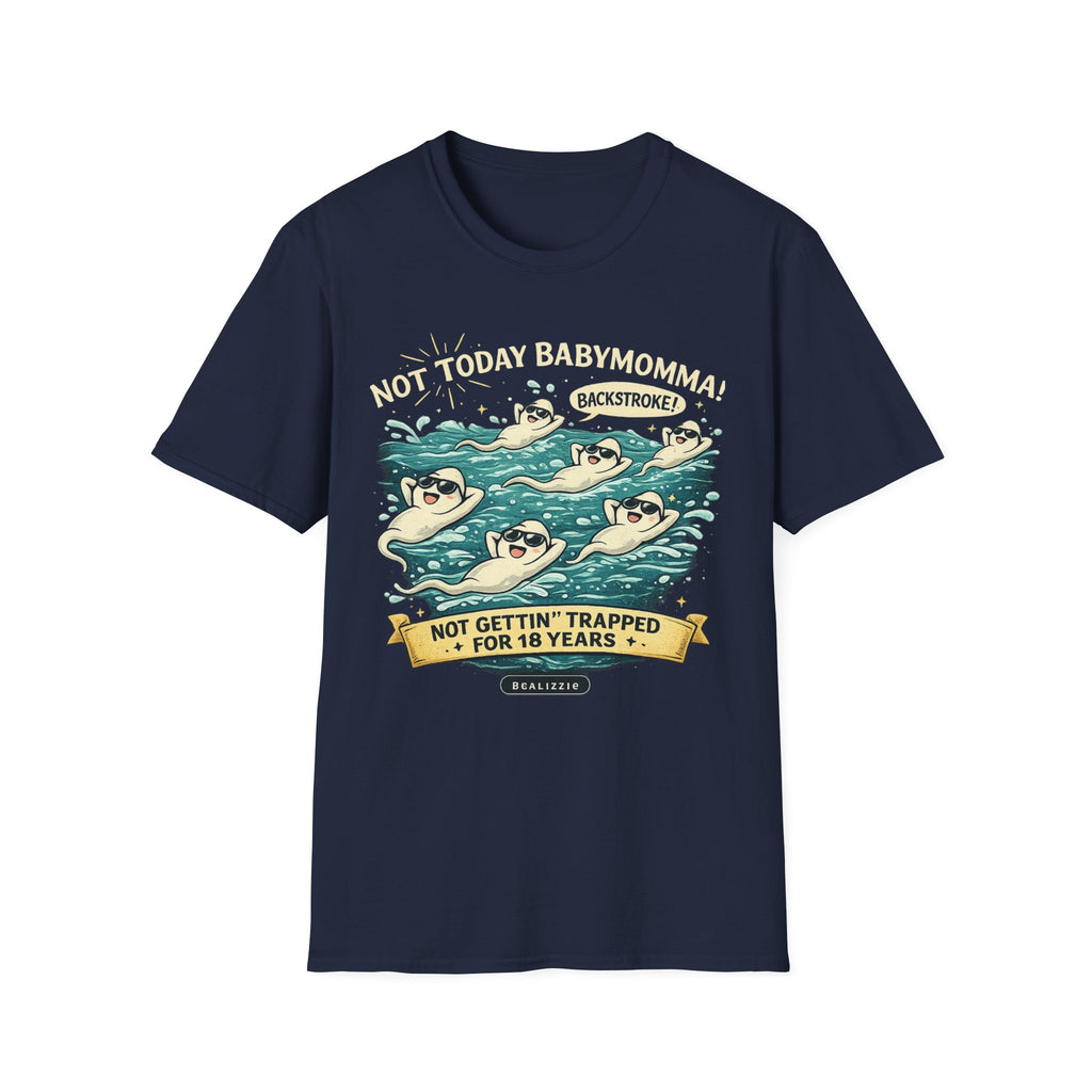 Backstroke Sloths T-Shirt — Cute Retro Swimming Sloth Design ("Backstroke! Not Today Harassment")