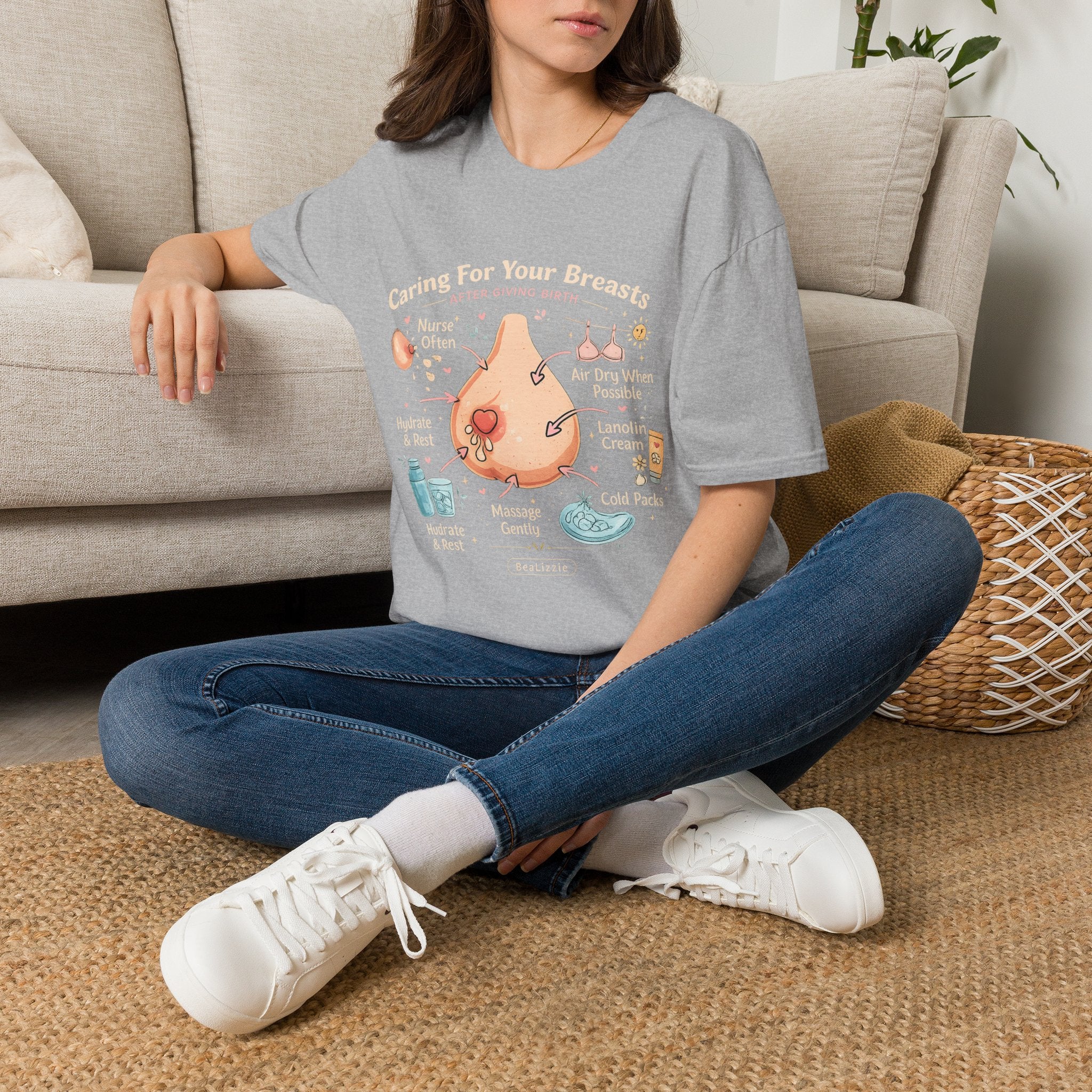 Breastfeeding Care T-Shirt — Caring For Your Breasts Nursing Guide Tee