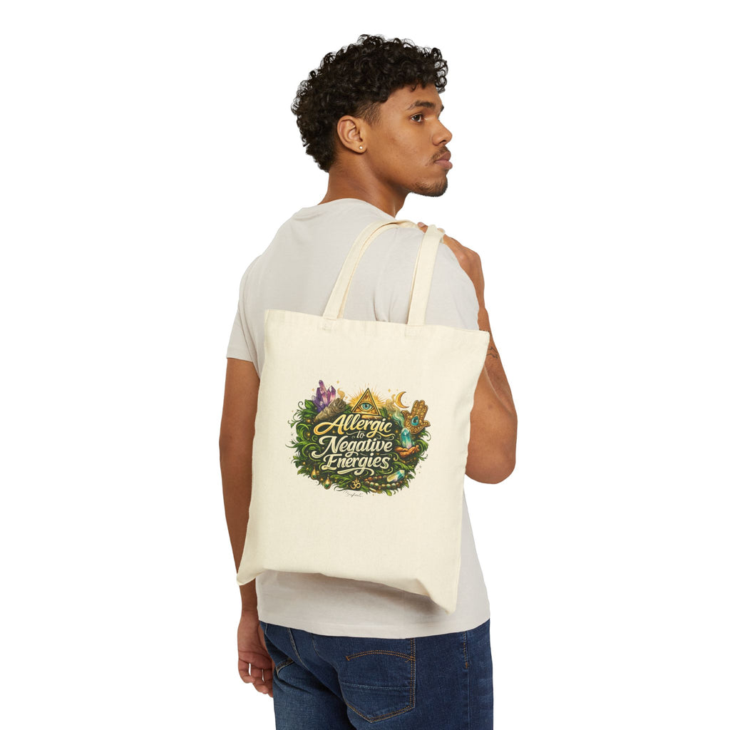 Canvas Tote Bag — "Allergic to Negative Energies" Spiritual Nature Shopper