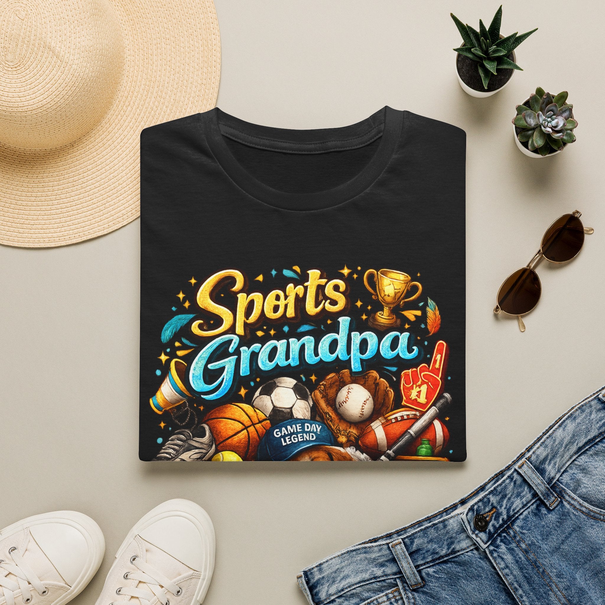 Sports Grandpa T-Shirt — Vintage Trophy & Game Day Legends Tee for Grandfathers