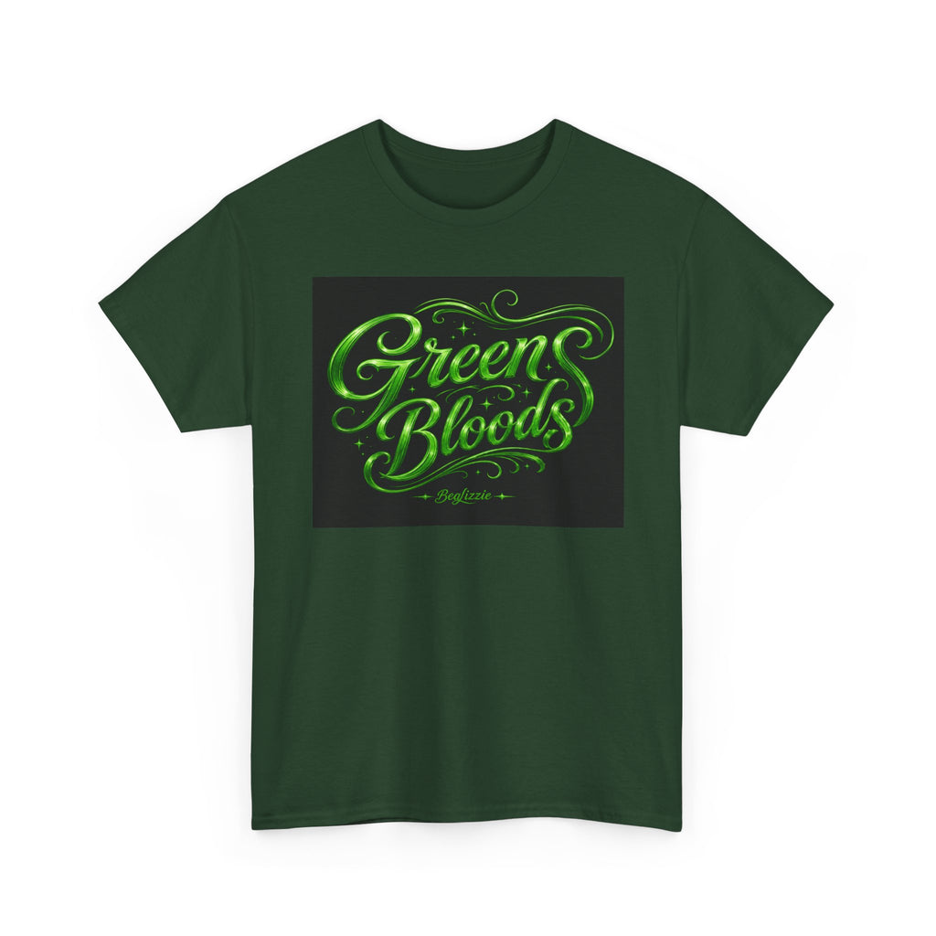 Green Bloods Graphic Tee — Neon Script St. Patrick’s Day Shirt