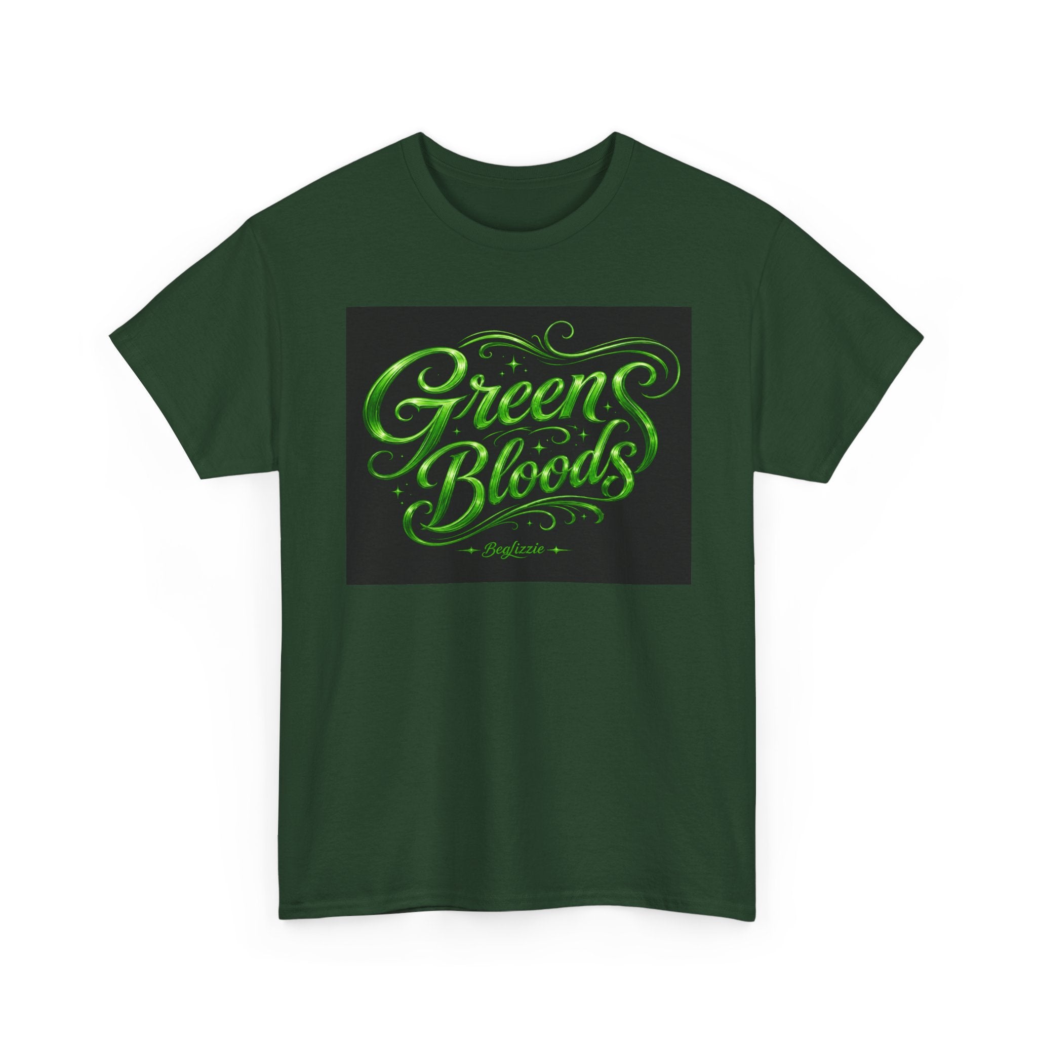 Green Bloods Graphic Tee — Neon Script St. Patrick’s Day Shirt
