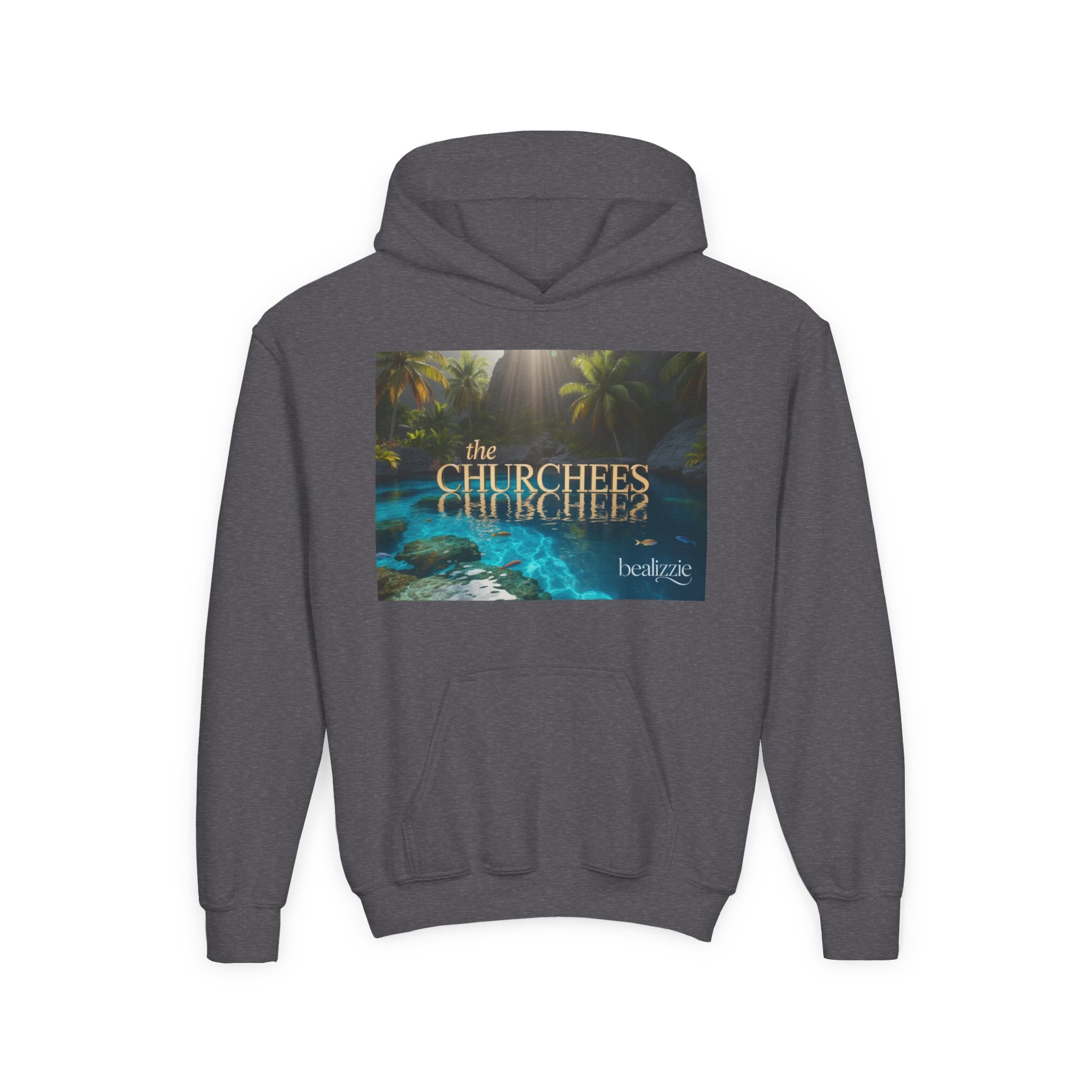 Youth Hoodie – "the CHURCHEES" Tropical Pool Graphic Sweatshirt