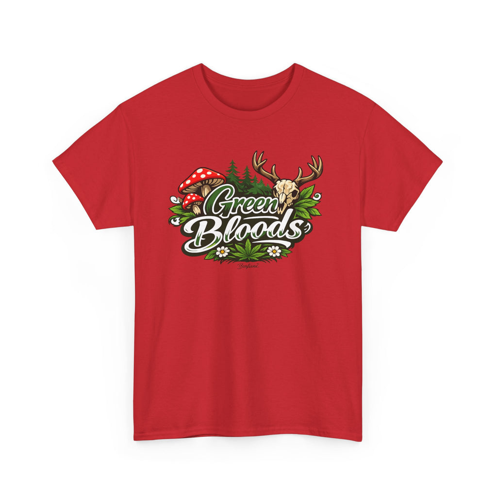 Green Bloods Nature T-Shirt – Deer, Mushrooms & Forest Graphic Tee