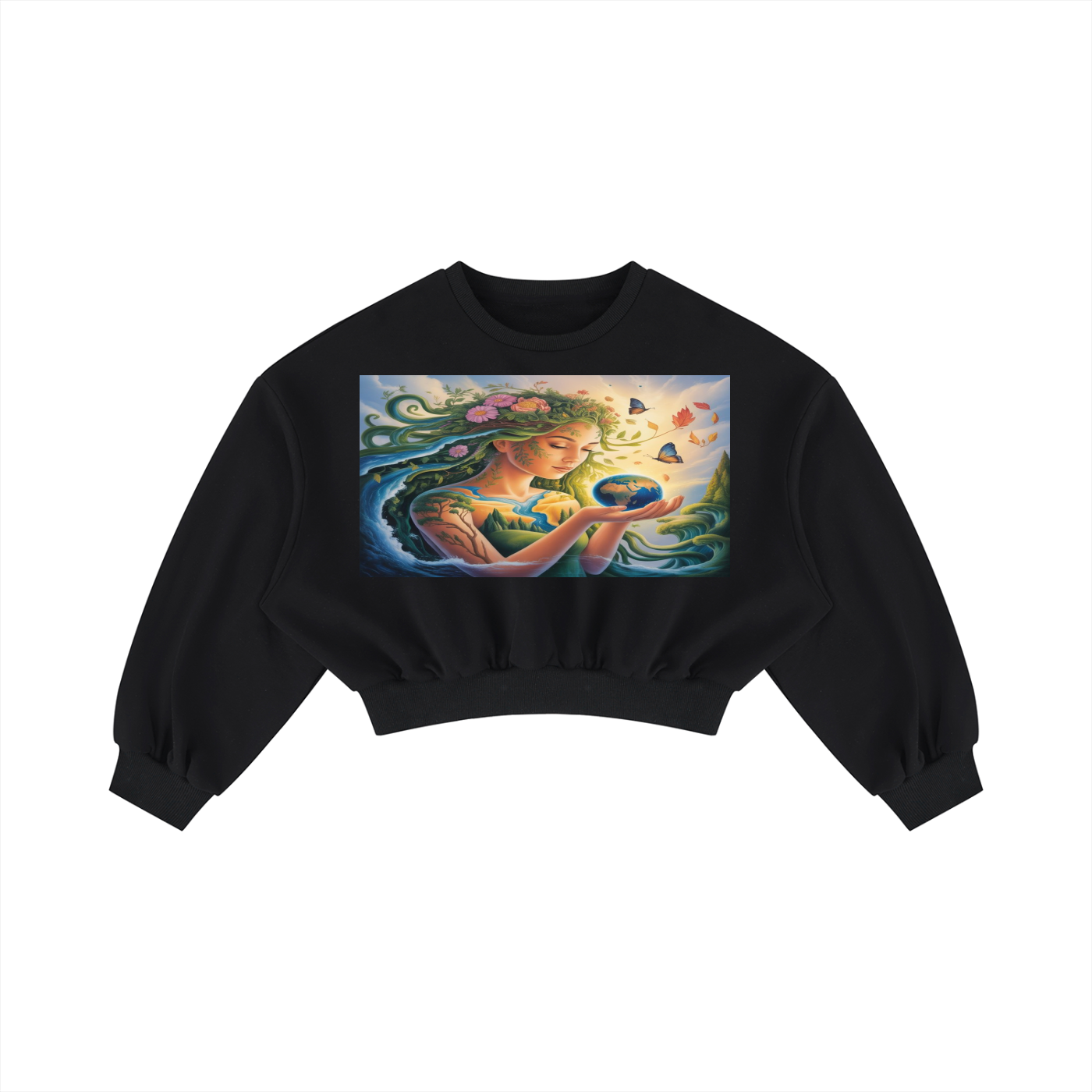 Sweat-shirt ras du cou court et ample pour femme