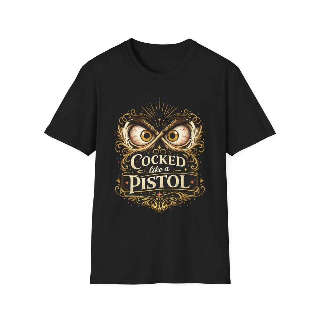 T-Shirt — "Cocked Like a Pistol" Owl Graphic Tee