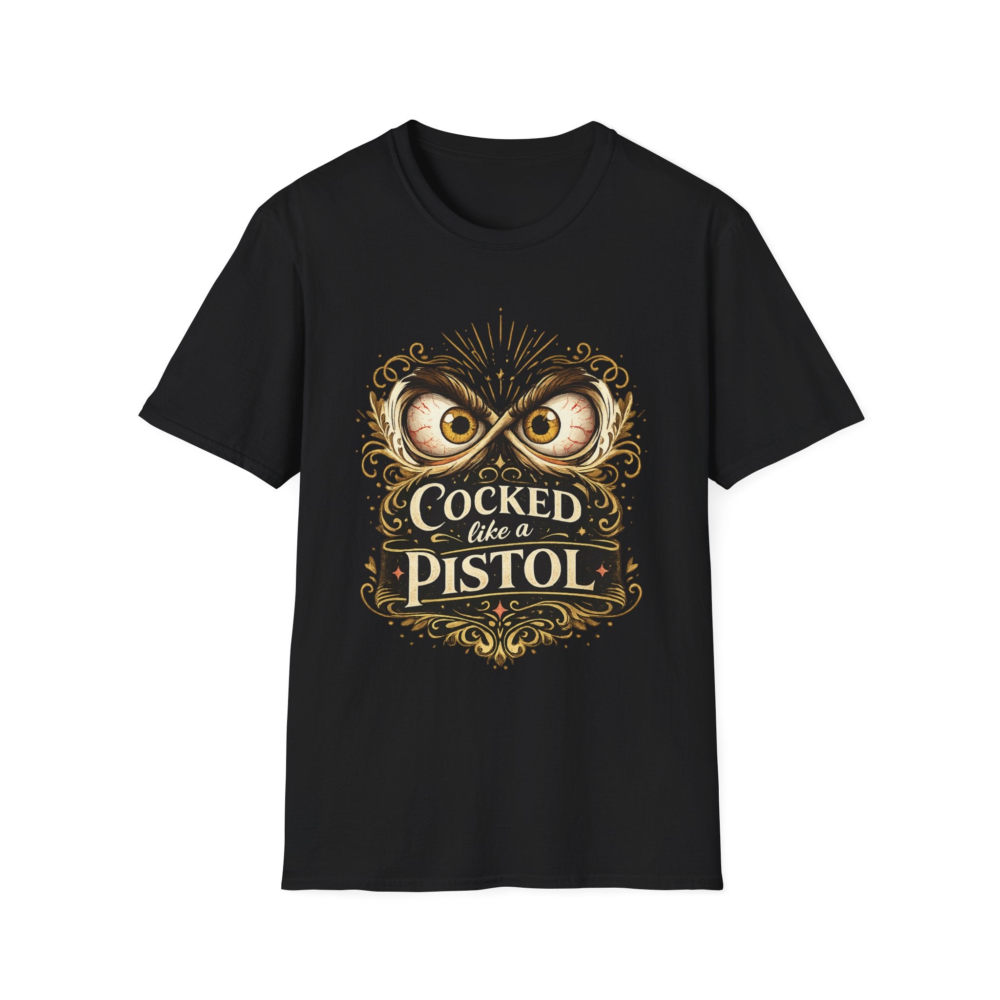 T-Shirt — "Cocked Like a Pistol" Owl Graphic Tee