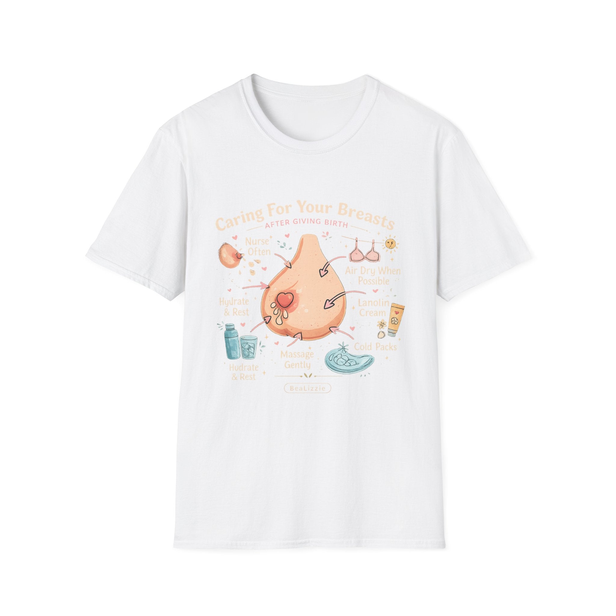 Breastfeeding Care T-Shirt — Caring For Your Breasts Nursing Guide Tee