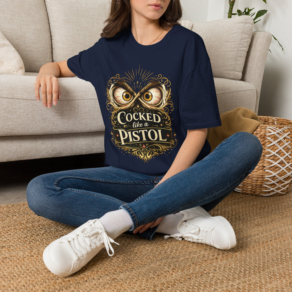 T-Shirt — "Cocked Like a Pistol" Owl Graphic Tee