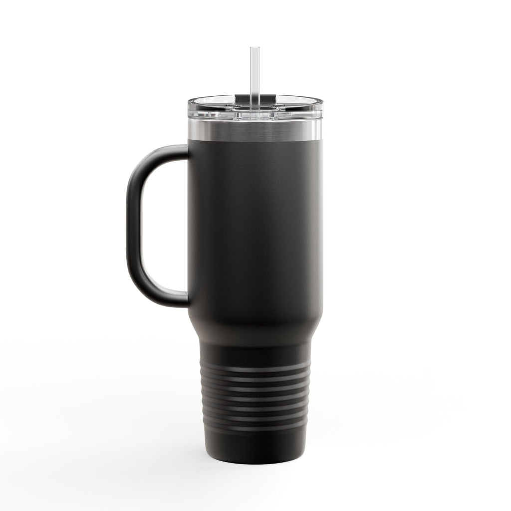 40oz Insulated Travel Mug — Steampunk Gear Floral Motorcycle Skull