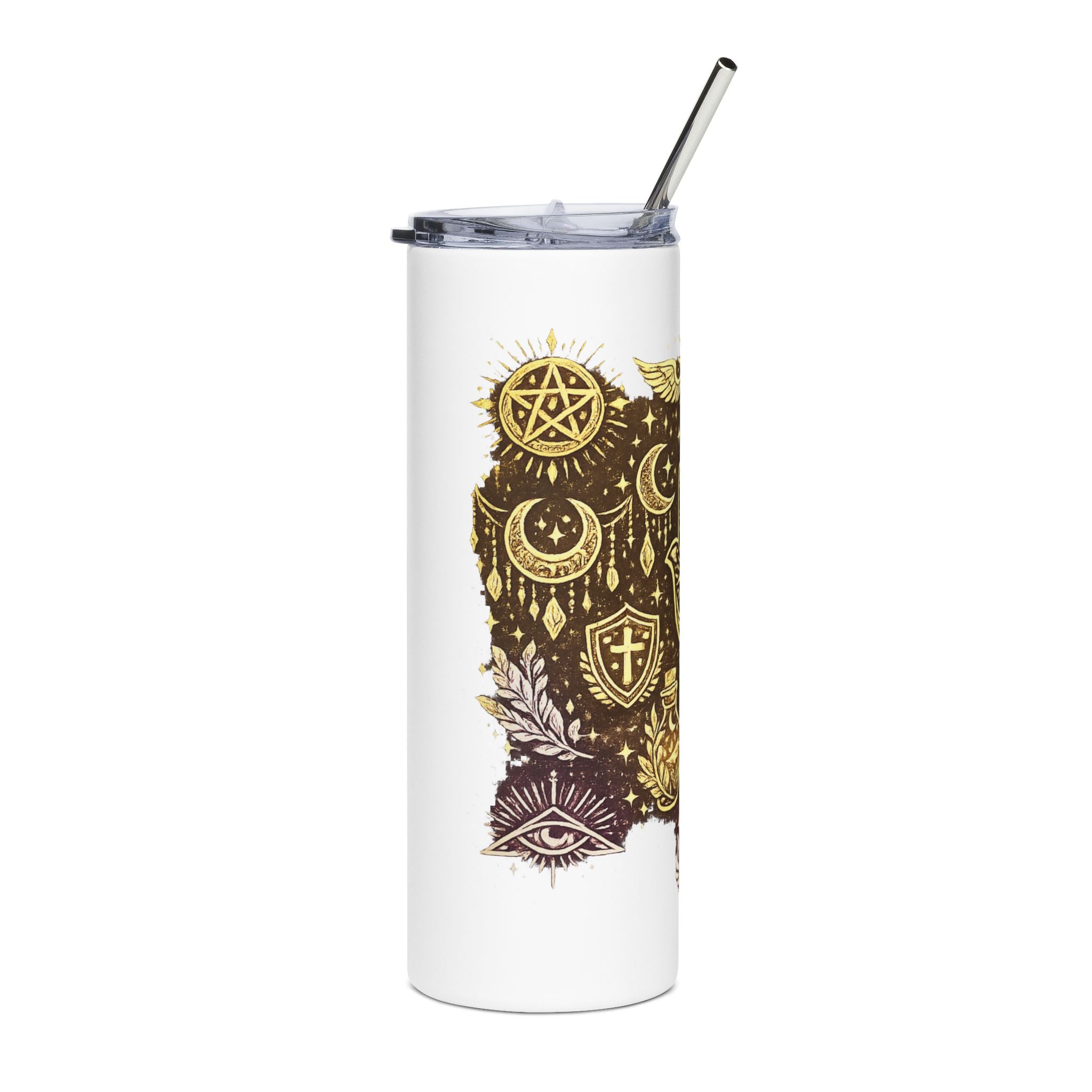 Mystic Hamsa Stainless Steel Tumbler — 20oz Spiritual Eye & Moon Travel Mug