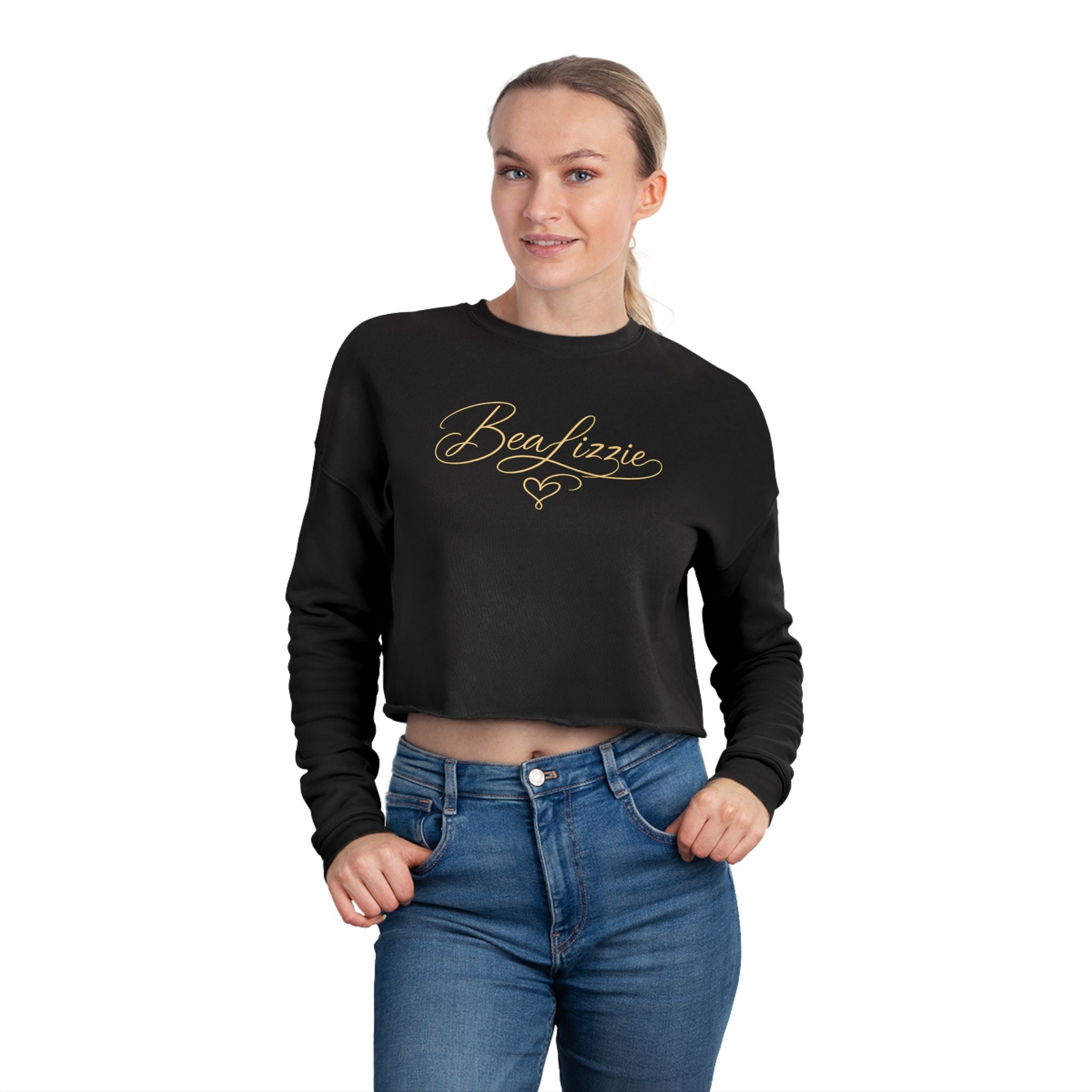 Cropped Sweatshirt  'BeaLizzie' Gold Heart Crop Top