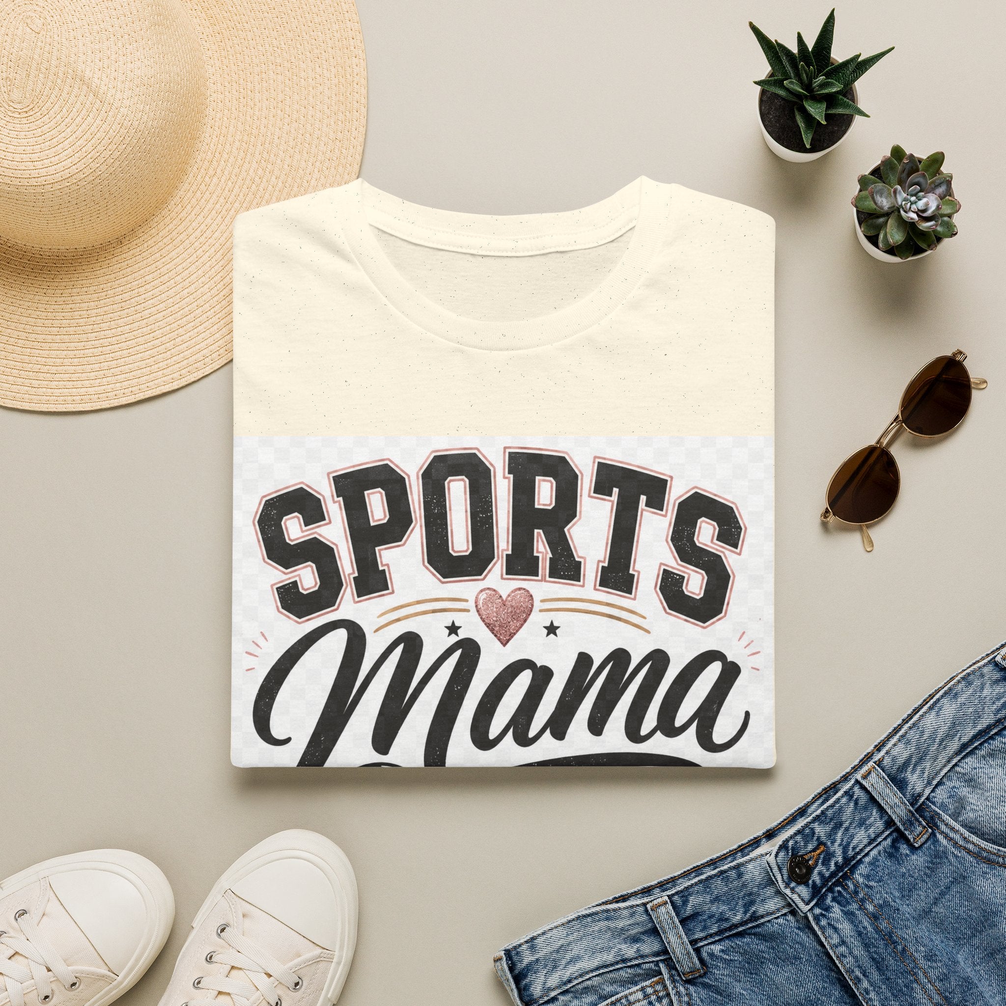 Sports Mama T‑Shirt — Cute Athletic Mom Tee with Heart & Ball Design