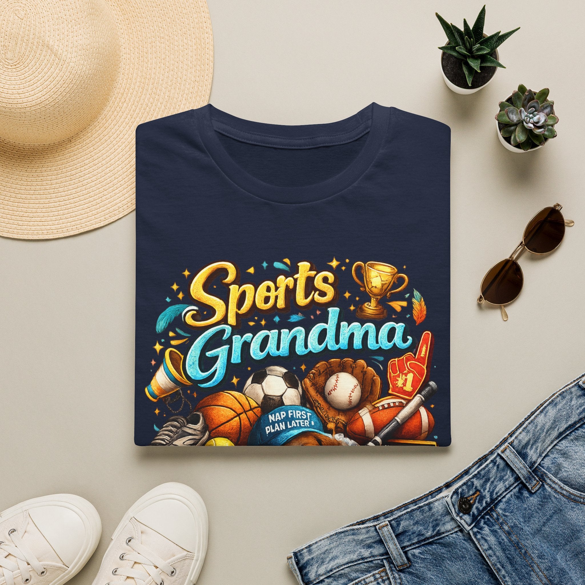 Sports Grandma T-Shirt — Retro Trophy & Multi-Sport Graphic Tee for Active Grandmas