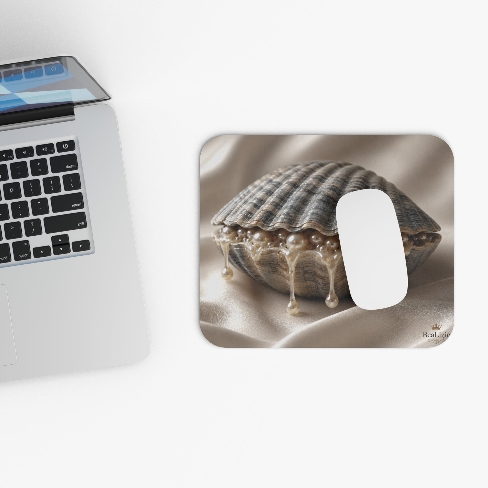 Pearl Seashell Mouse Pad — Elegant Coastal Desk Accessory