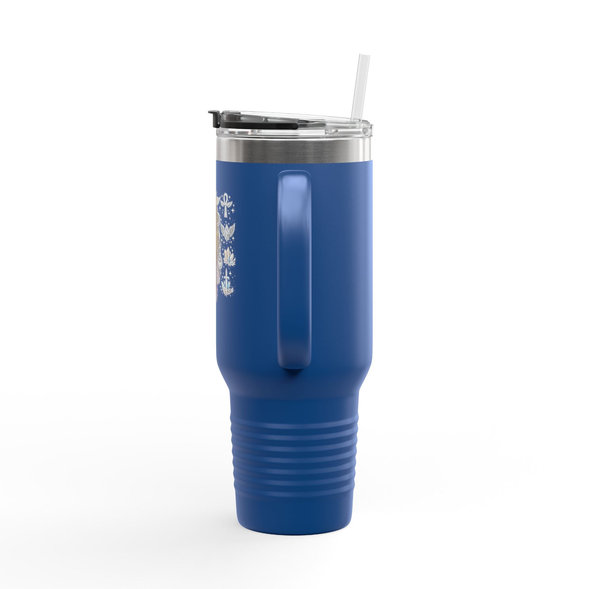 40oz Insulated Travel Mug — Steampunk Gear Floral Motorcycle Skull