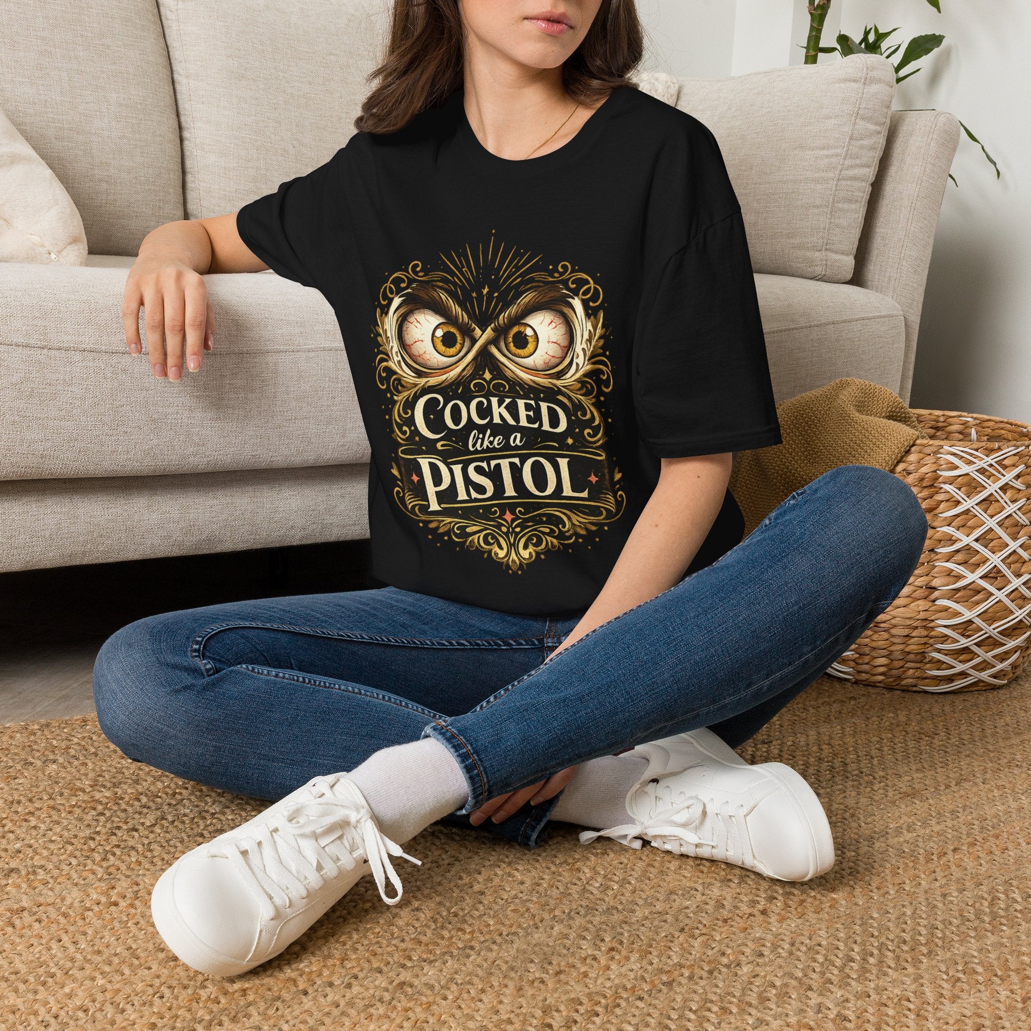 T-Shirt — "Cocked Like a Pistol" Owl Graphic Tee