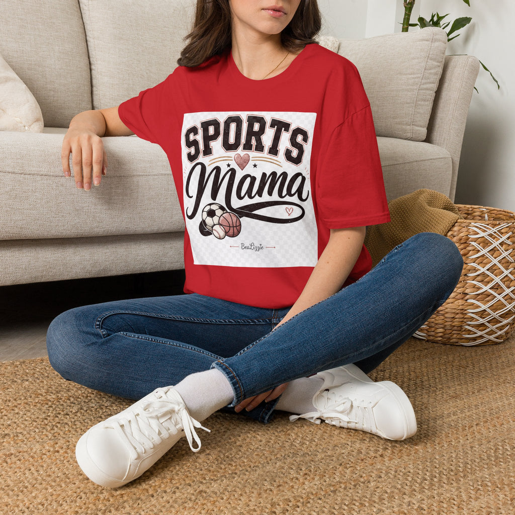 Sports Mama T‑Shirt — Cute Athletic Mom Tee with Heart & Ball Design