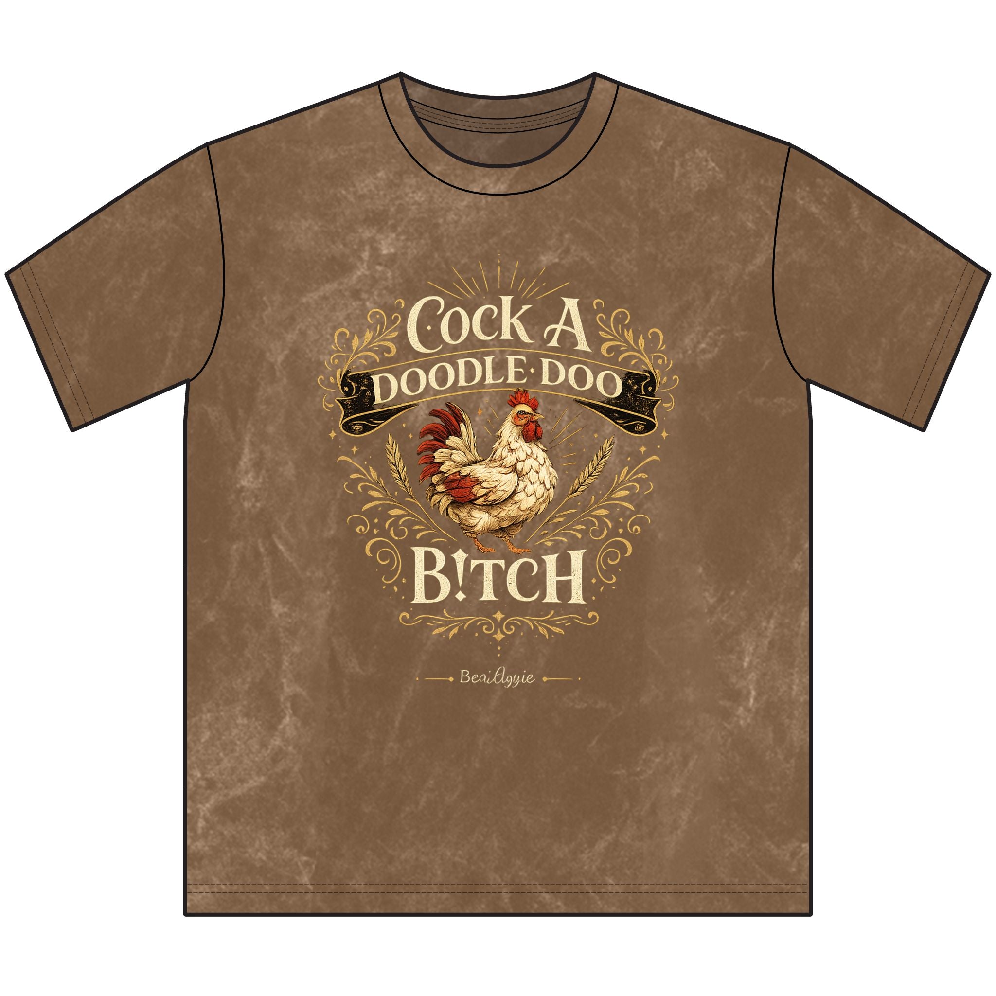 Vintage 'Cock-a-Doodle-Doo B!tch' Crewneck Tee — Rustic Rooster Graphic Shirt