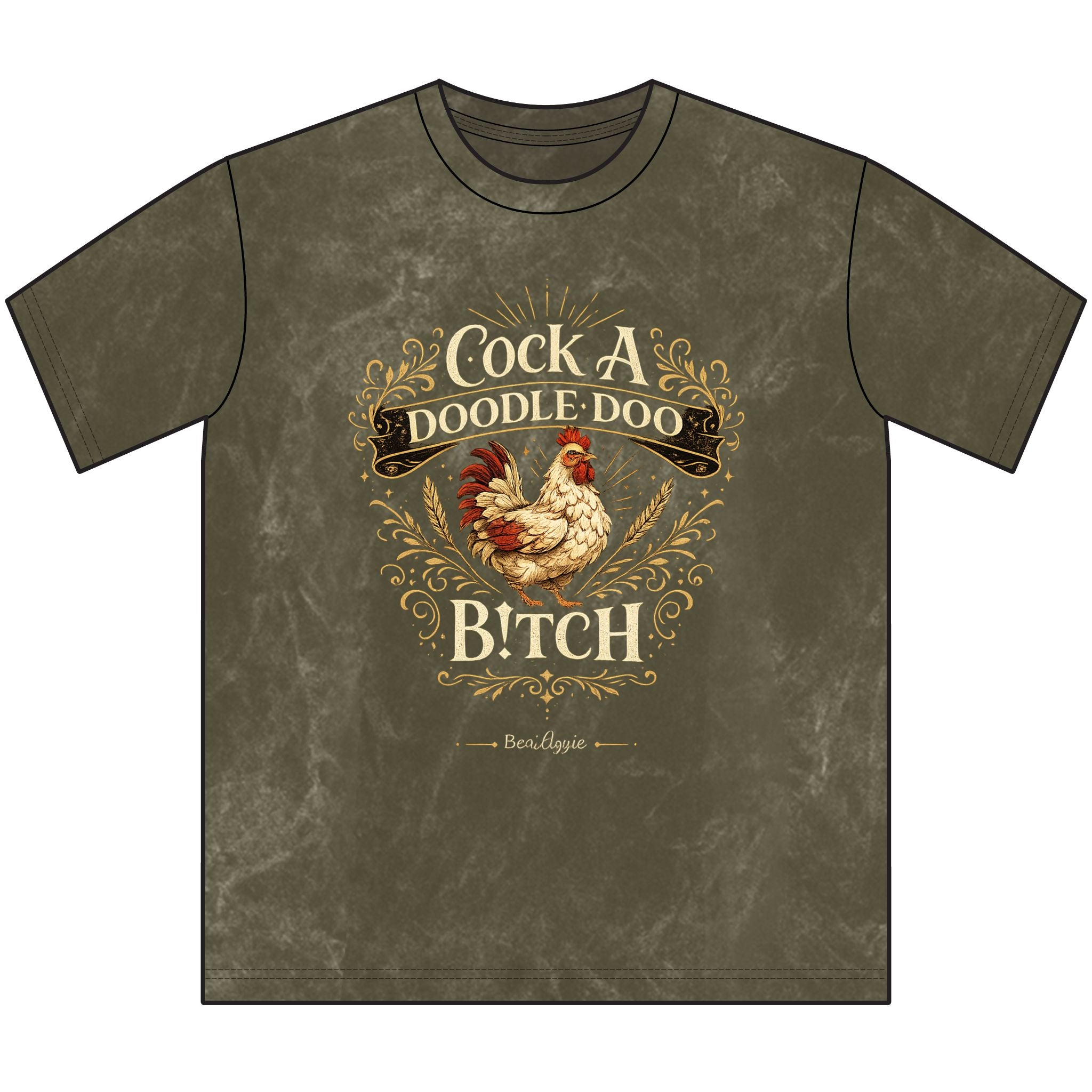 Vintage 'Cock-a-Doodle-Doo B!tch' Crewneck Tee — Rustic Rooster Graphic Shirt