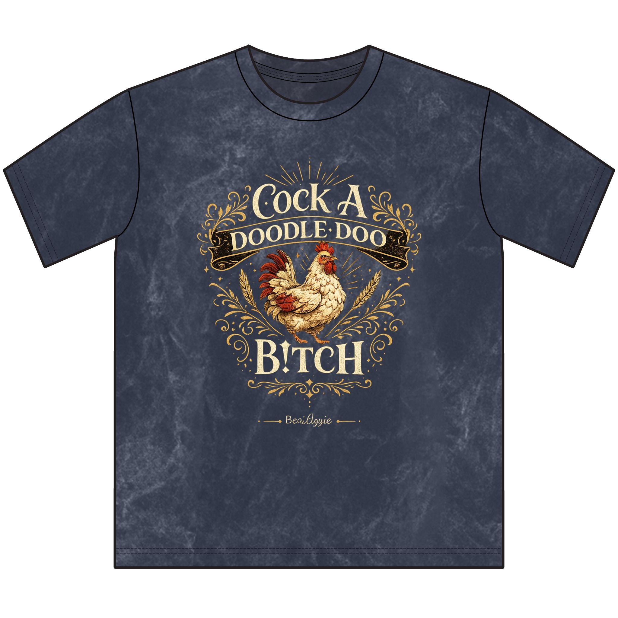 Vintage 'Cock-a-Doodle-Doo B!tch' Crewneck Tee — Rustic Rooster Graphic Shirt