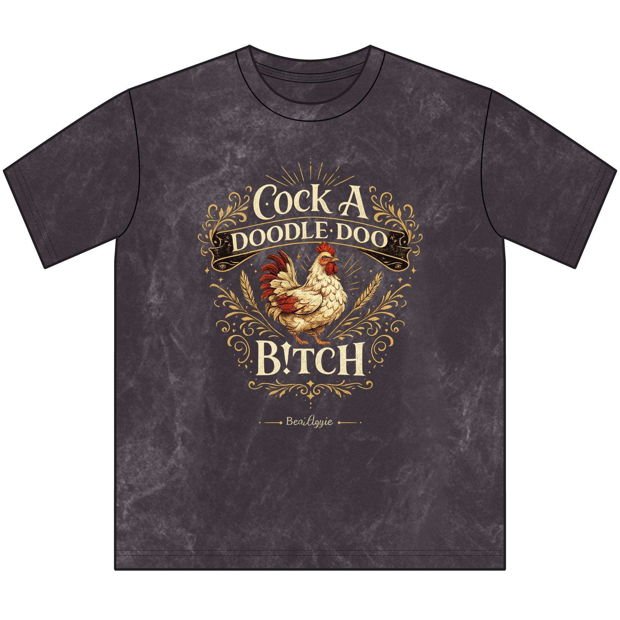 Vintage 'Cock-a-Doodle-Doo B!tch' Crewneck Tee — Rustic Rooster Graphic Shirt