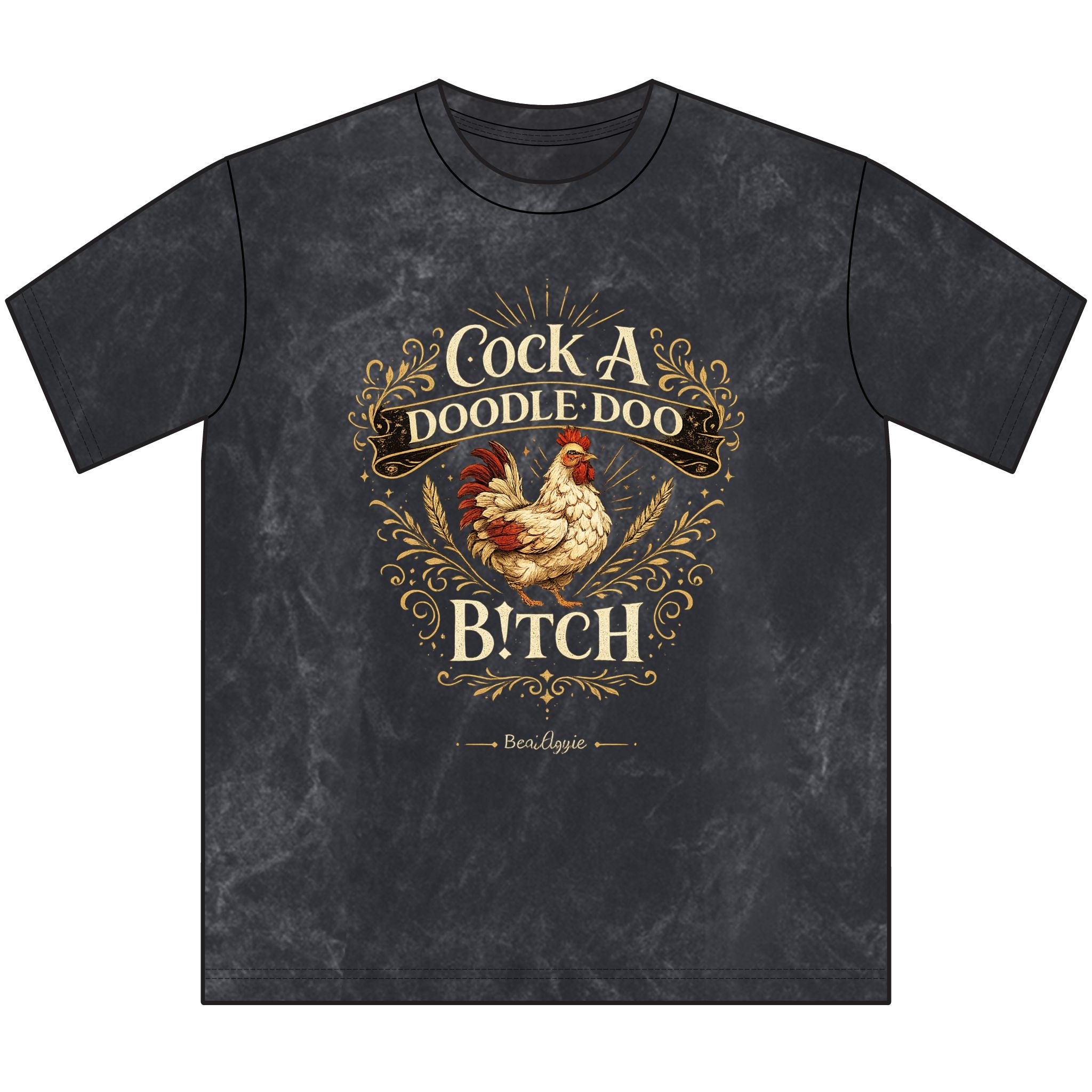Vintage 'Cock-a-Doodle-Doo B!tch' Crewneck Tee — Rustic Rooster Graphic Shirt